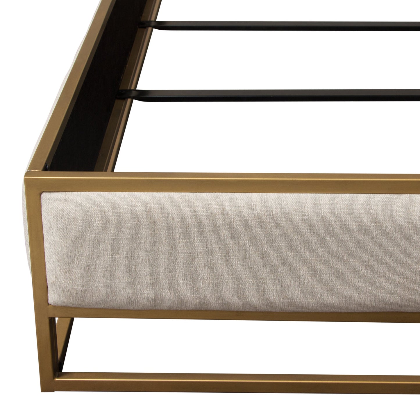 Empire Queen Bed in Sand Fabric with Hand brushed Gold Metal Frame by Diamond Sofa