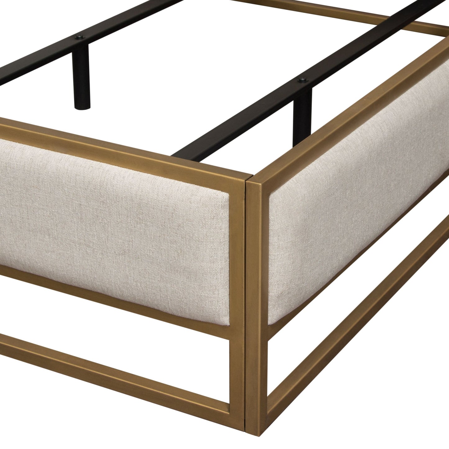 Empire Queen Bed in Sand Fabric with Hand brushed Gold Metal Frame by Diamond Sofa