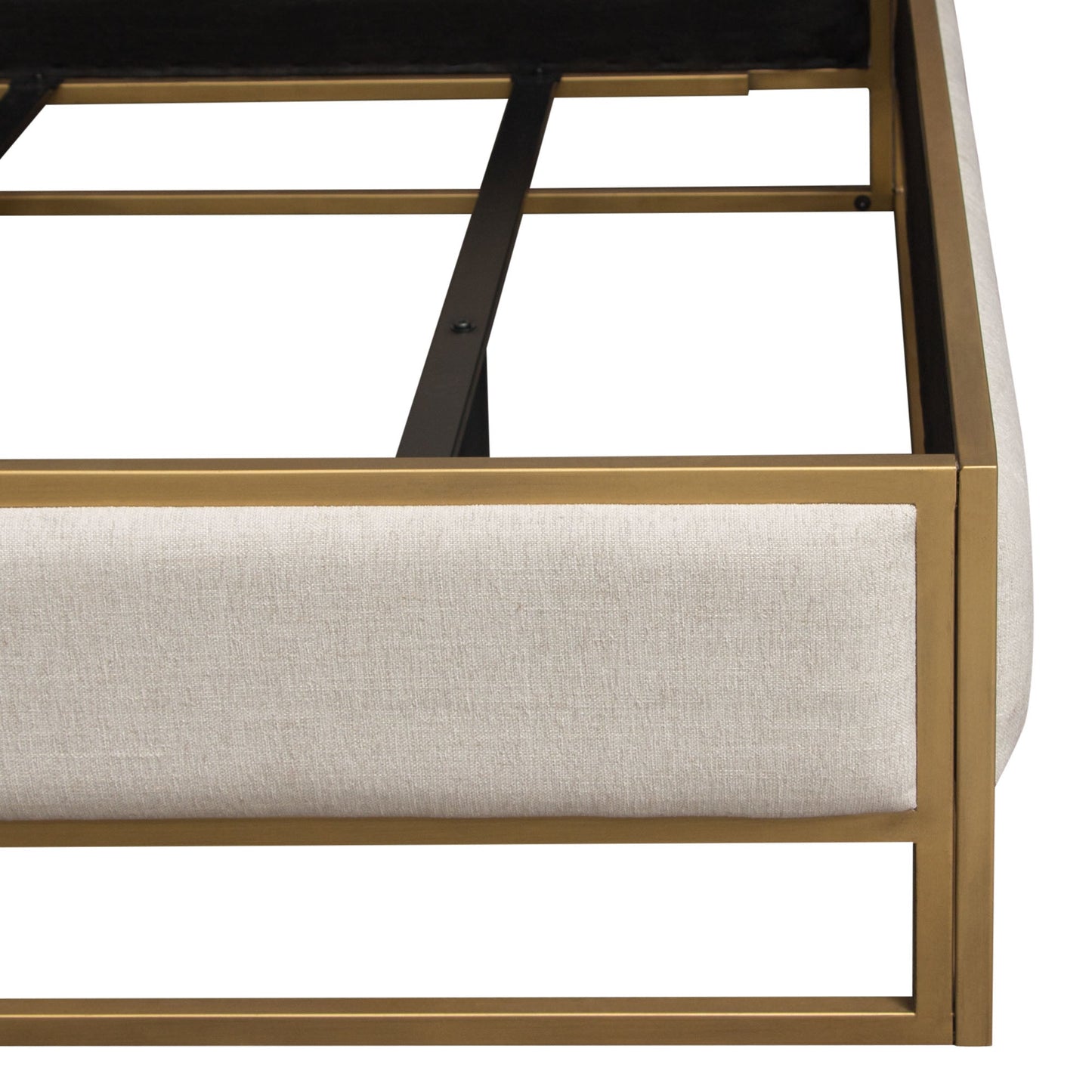Empire Queen Bed in Sand Fabric with Hand brushed Gold Metal Frame by Diamond Sofa