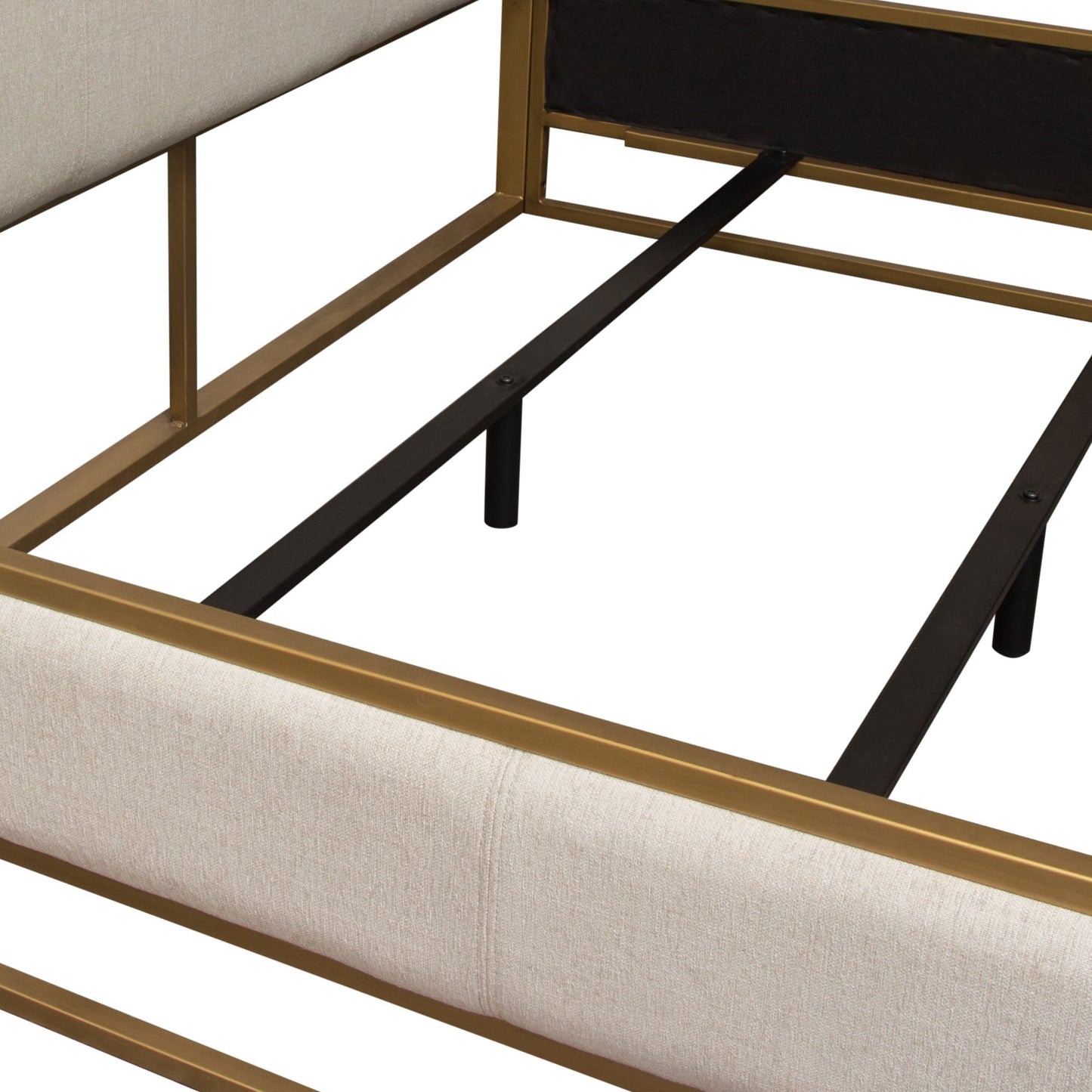Empire Queen Bed in Sand Fabric with Hand brushed Gold Metal Frame by Diamond Sofa
