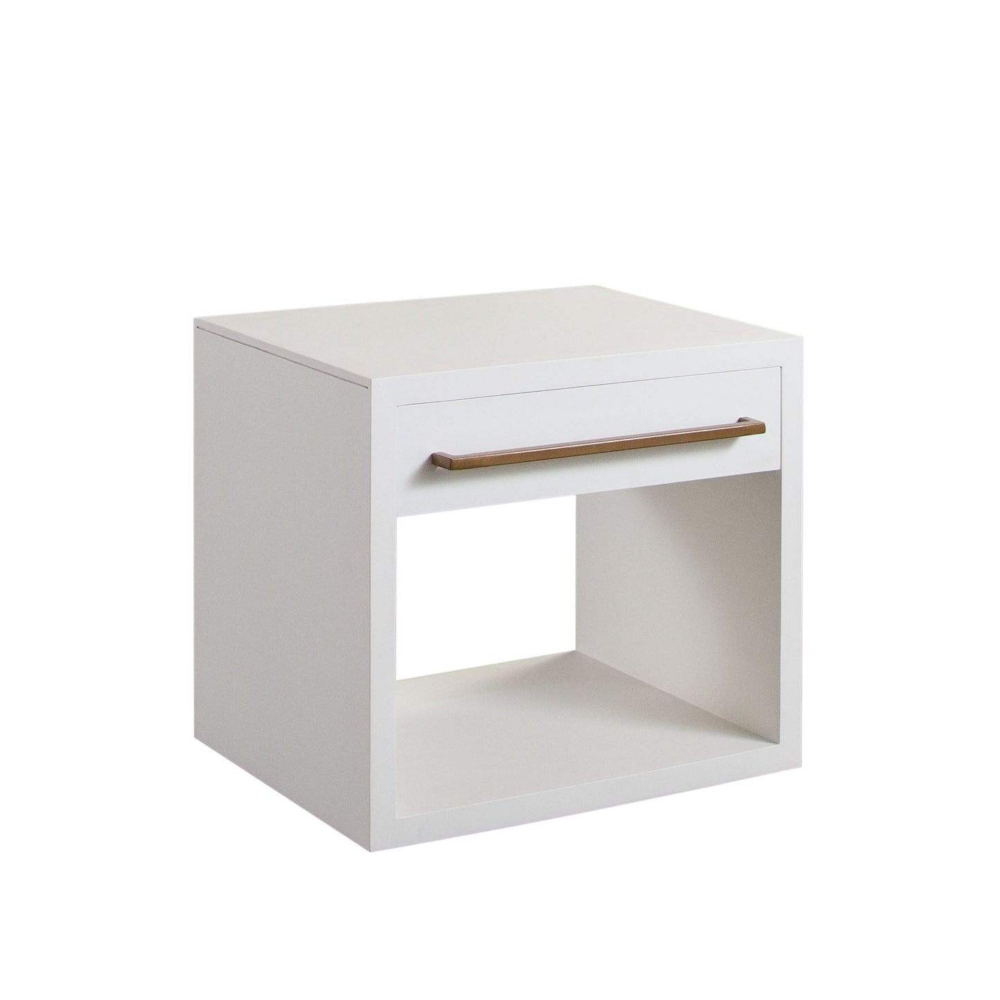 Encore Solid Mango Wood 1-Drawer End Table in White Finish w/ Gold Metal Handle by Diamond Sofa