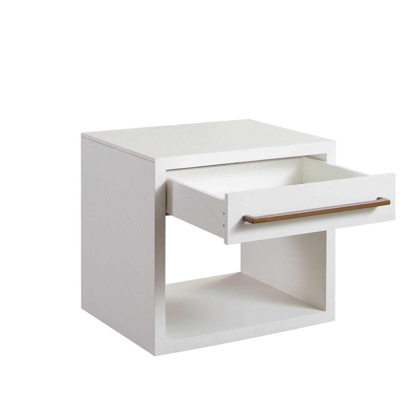Encore Solid Mango Wood 1-Drawer End Table in White Finish w/ Gold Metal Handle by Diamond Sofa