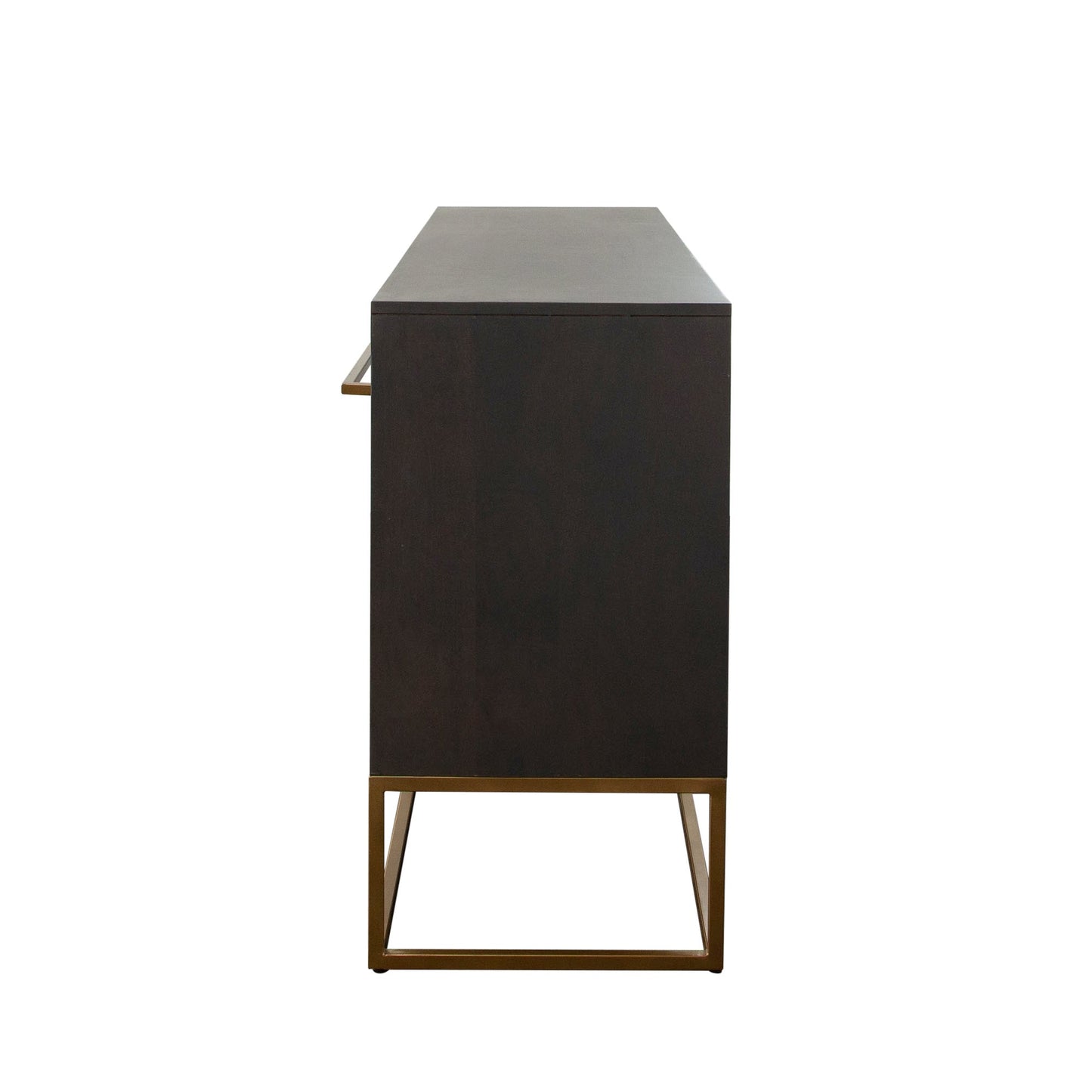 Encore Solid Mango Wood 3-Door Sideboard in Grey Oak Finish w/ Gold Metal Handle & Base by Diamond Sofa