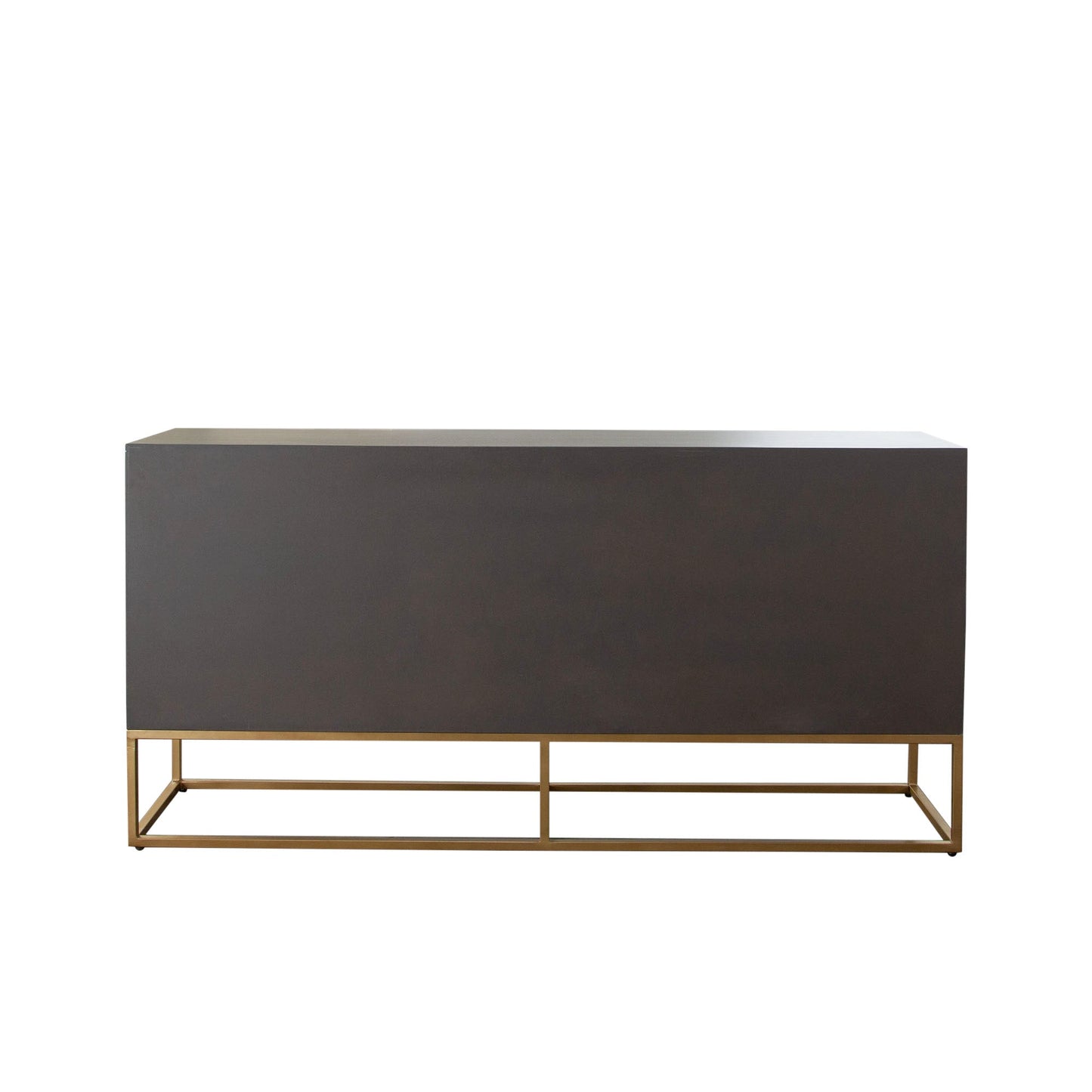 Encore Solid Mango Wood 3-Door Sideboard in Grey Oak Finish w/ Gold Metal Handle & Base by Diamond Sofa