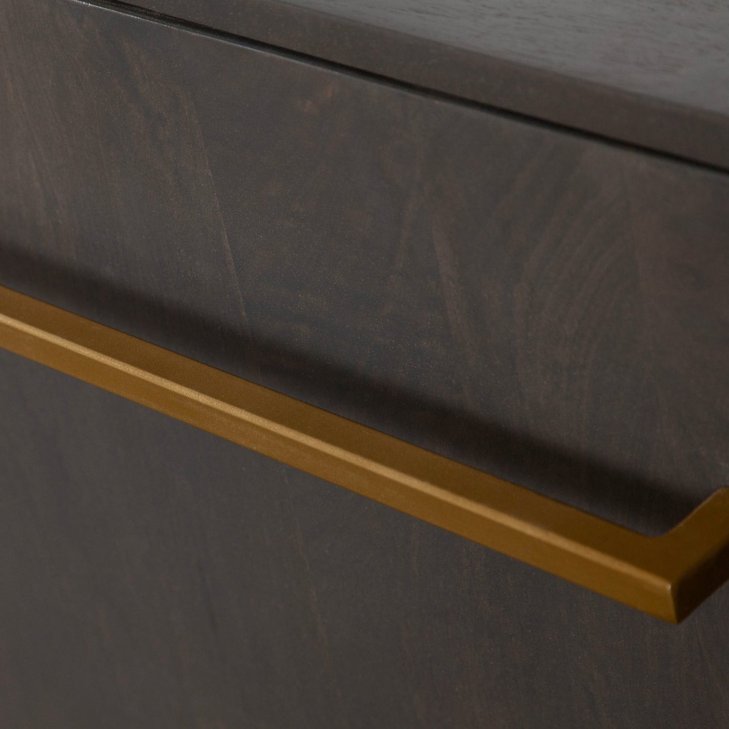 Encore Solid Mango Wood 3-Door Sideboard in Grey Oak Finish w/ Gold Metal Handle & Base by Diamond Sofa
