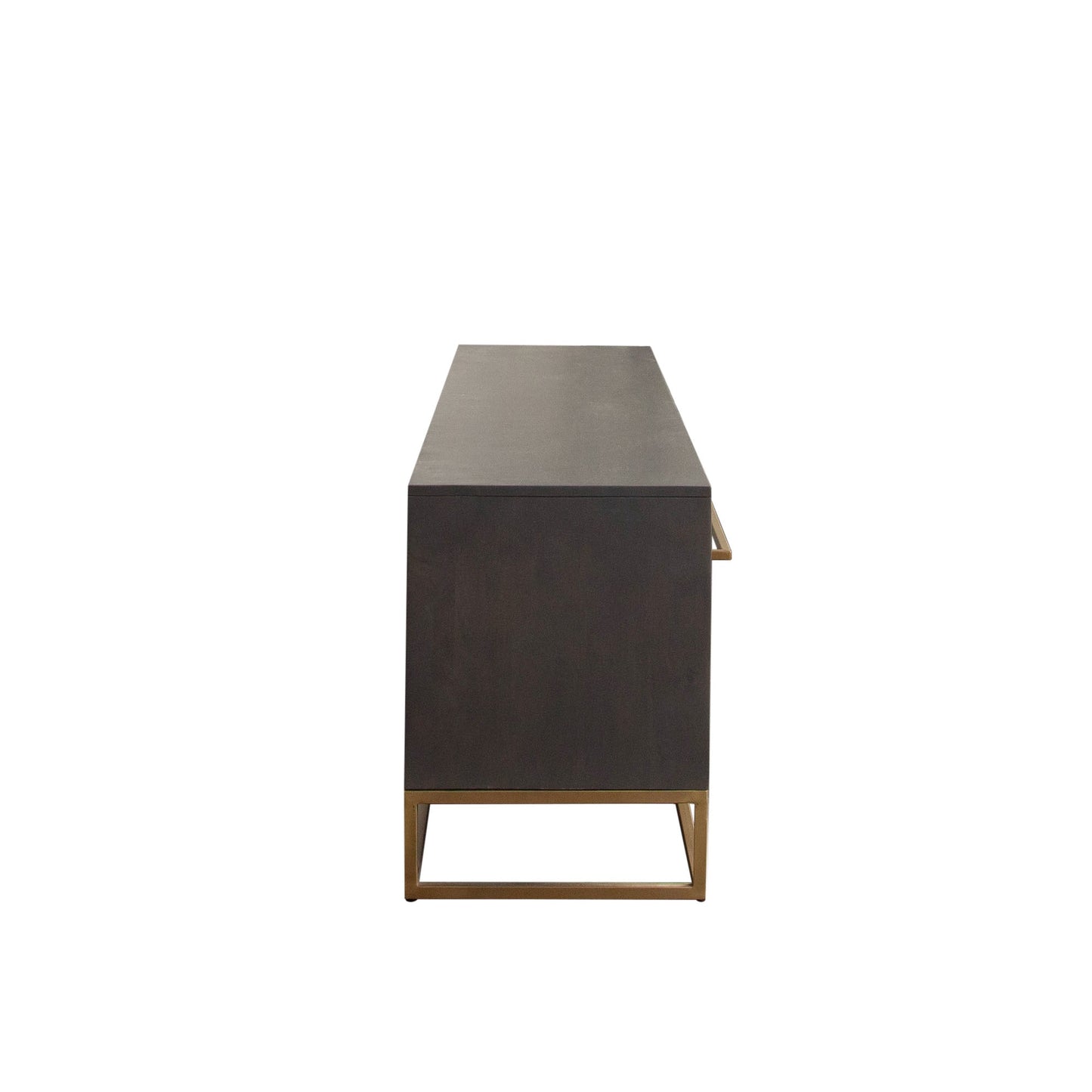 Encore Solid Mango Wood 2-Door / 2-Drawer Entertainment Cabinet in Grey Oak Finish w/ Gold Metal Handle & Base by Diamond Sofa