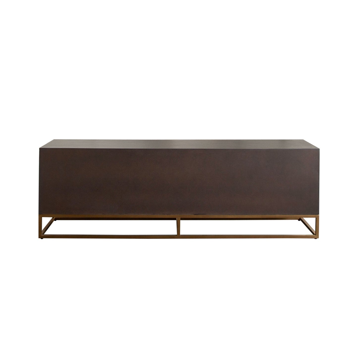 Encore Solid Mango Wood 2-Door / 2-Drawer Entertainment Cabinet in Grey Oak Finish w/ Gold Metal Handle & Base by Diamond Sofa