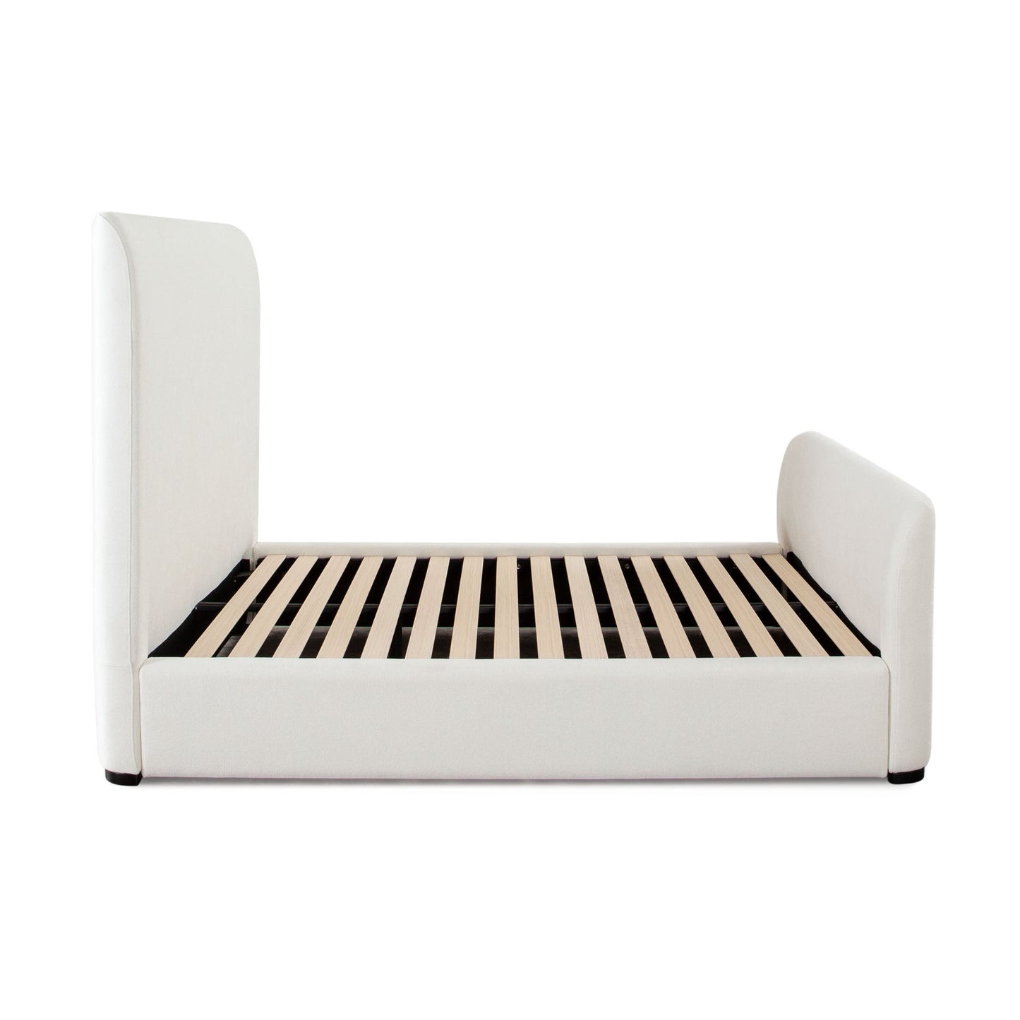 Eve Eastern King Bed in Elite Ivory Fabric w/ Contoured Headboard & Footboard by Diamond Sofa