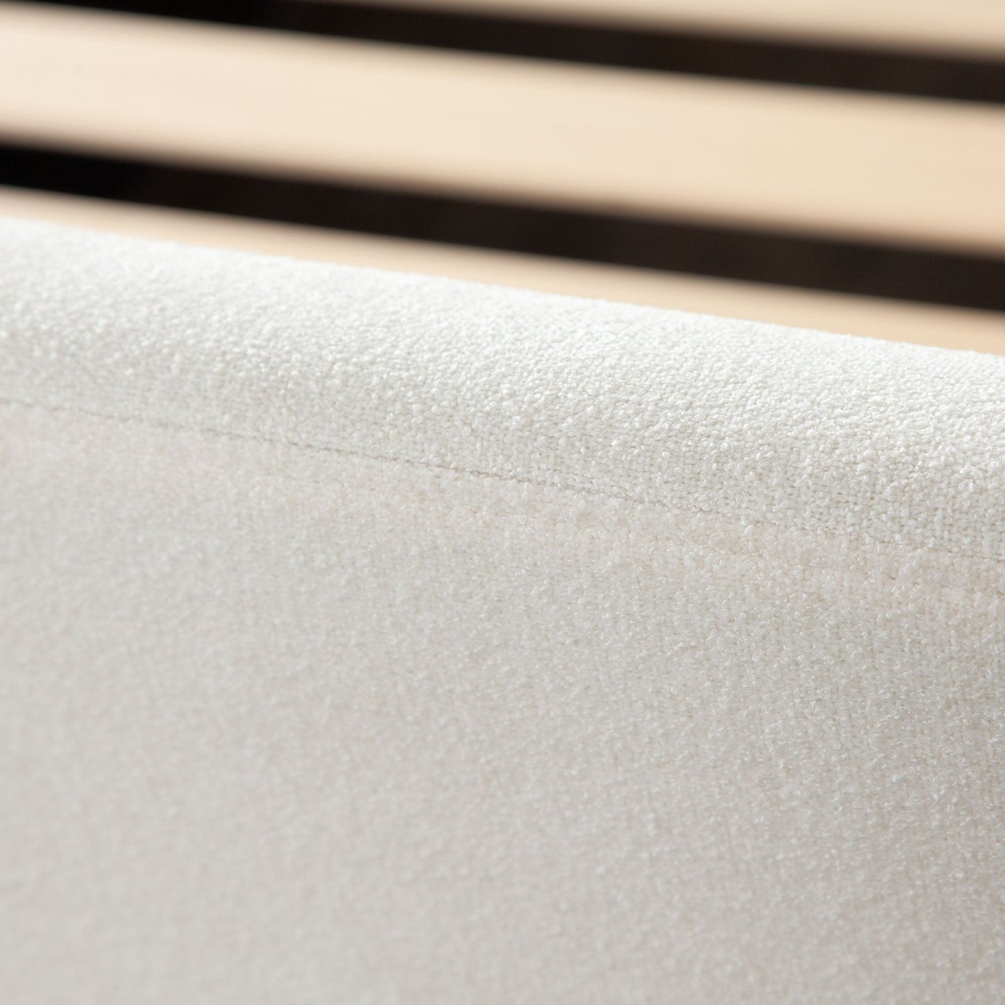 Eve Queen Bed in Elite Ivory Fabric w/ Contoured Headboard & Footboard by Diamond Sofa