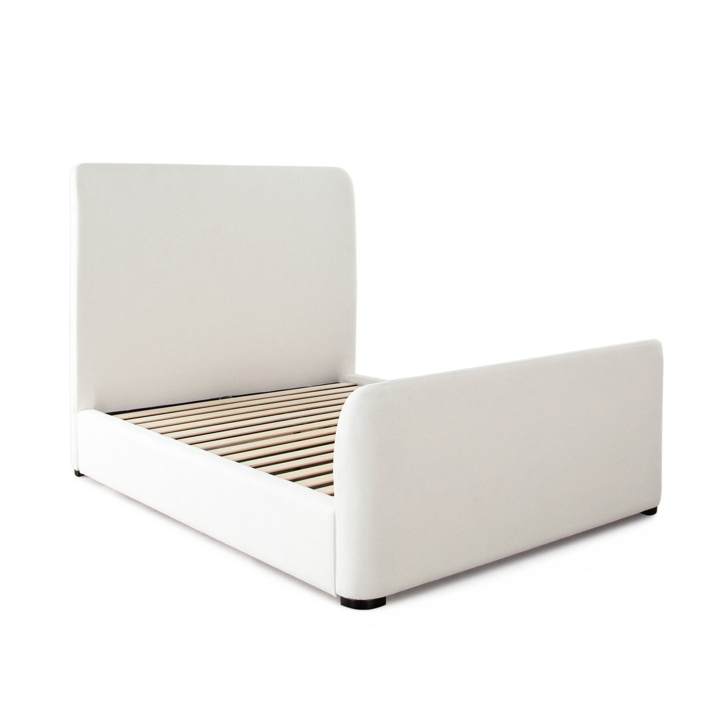 Eve Queen Bed in Elite Ivory Fabric w/ Contoured Headboard & Footboard by Diamond Sofa