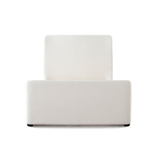 Eve Queen Bed in Elite Ivory Fabric w/ Contoured Headboard & Footboard by Diamond Sofa