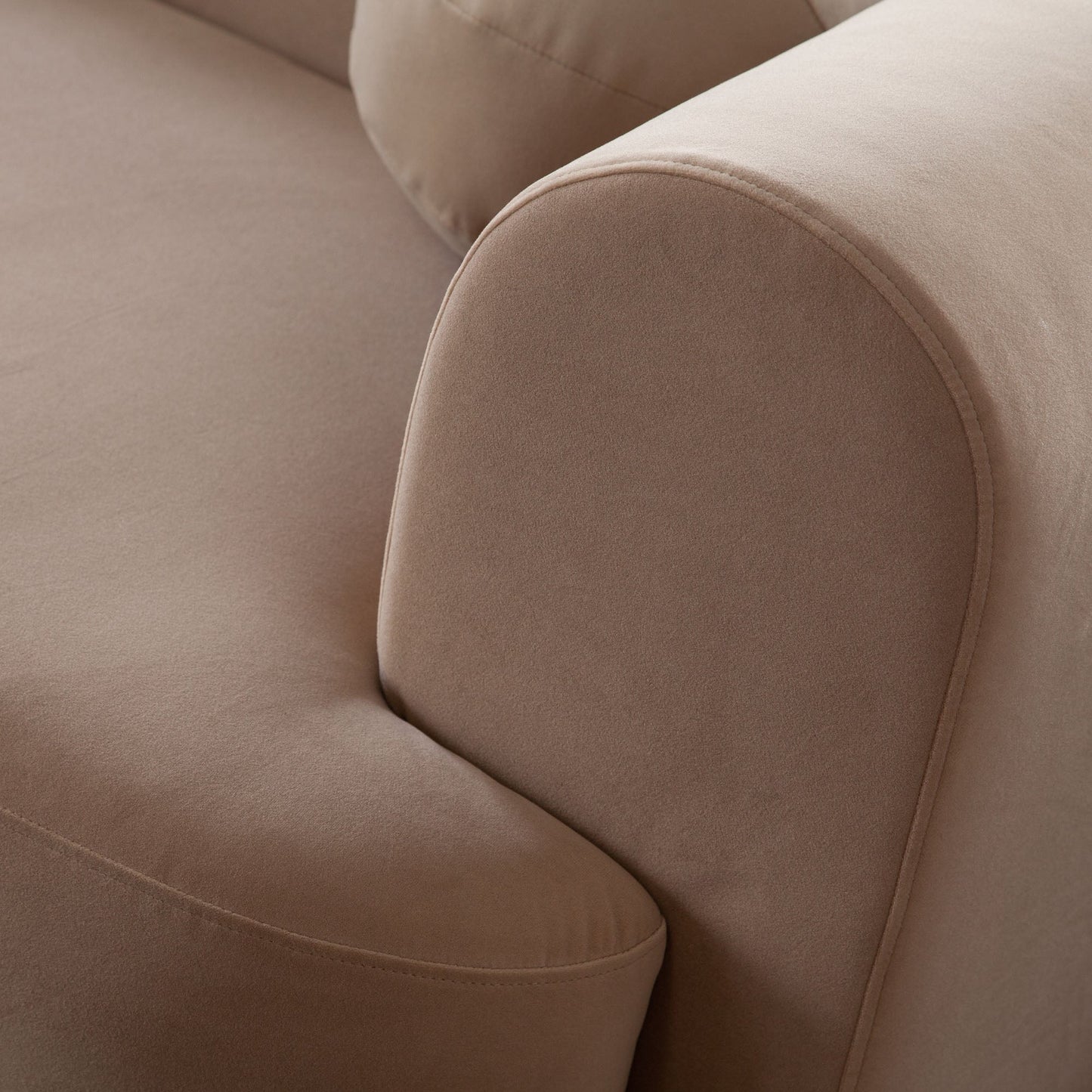 Form Sofa in Camel Performance Velvet w/ (2) Accent Pillow Balls by Diamond Sofa