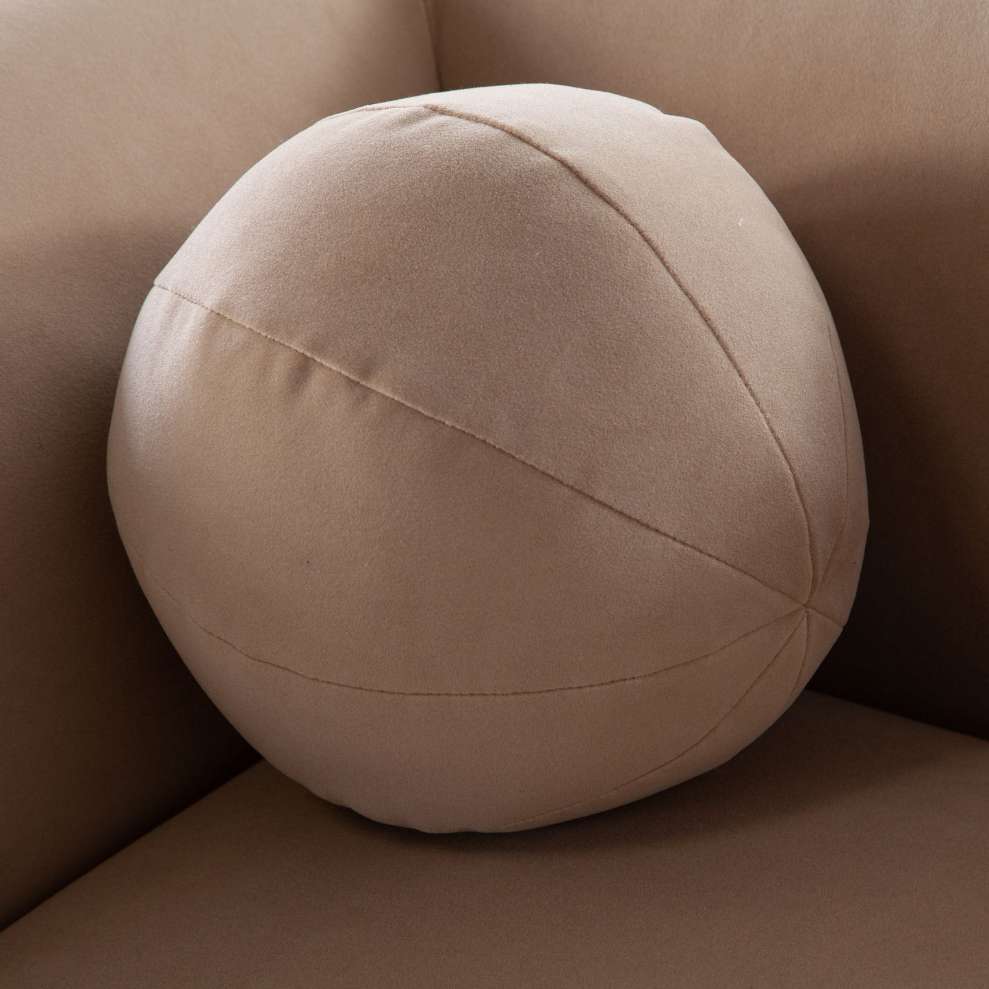 Form Sofa in Camel Performance Velvet w/ (2) Accent Pillow Balls by Diamond Sofa