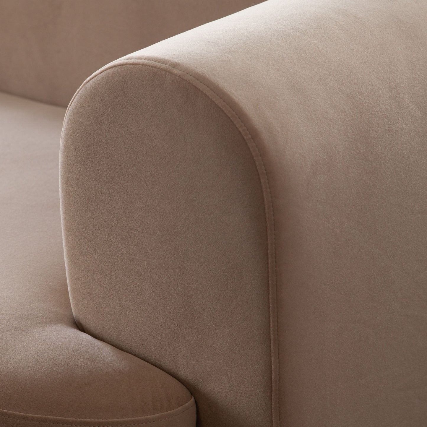 Form Sofa in Camel Performance Velvet w/ (2) Accent Pillow Balls by Diamond Sofa