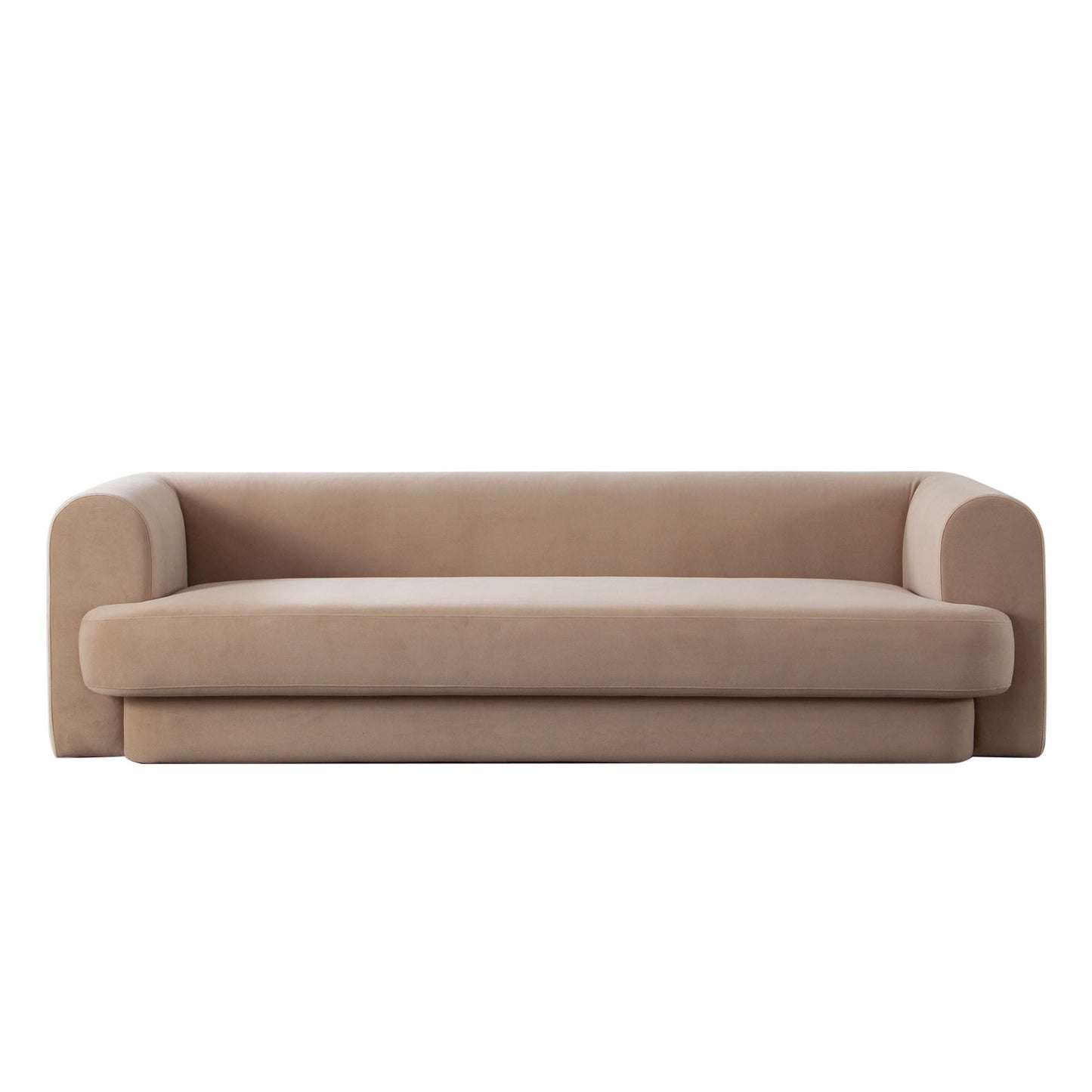 Form Sofa in Camel Performance Velvet w/ (2) Accent Pillow Balls by Diamond Sofa