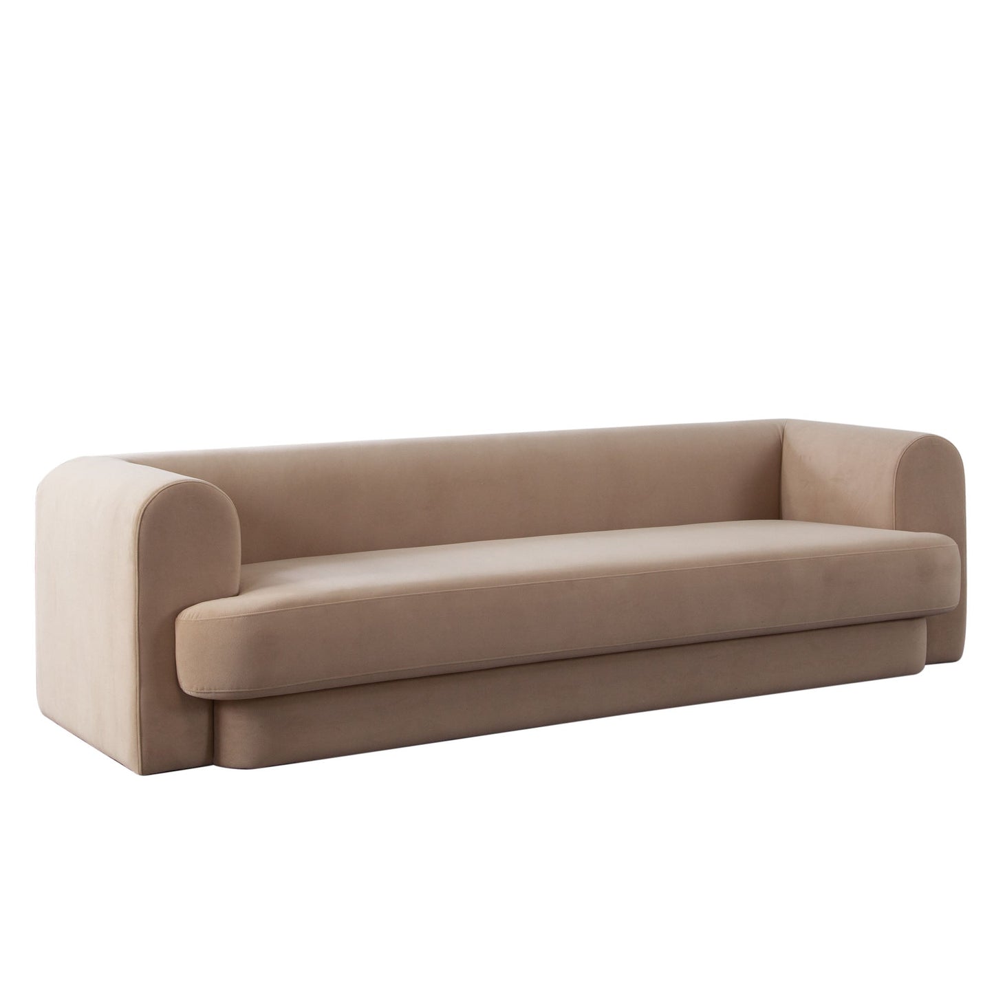 Form Sofa in Camel Performance Velvet w/ (2) Accent Pillow Balls by Diamond Sofa
