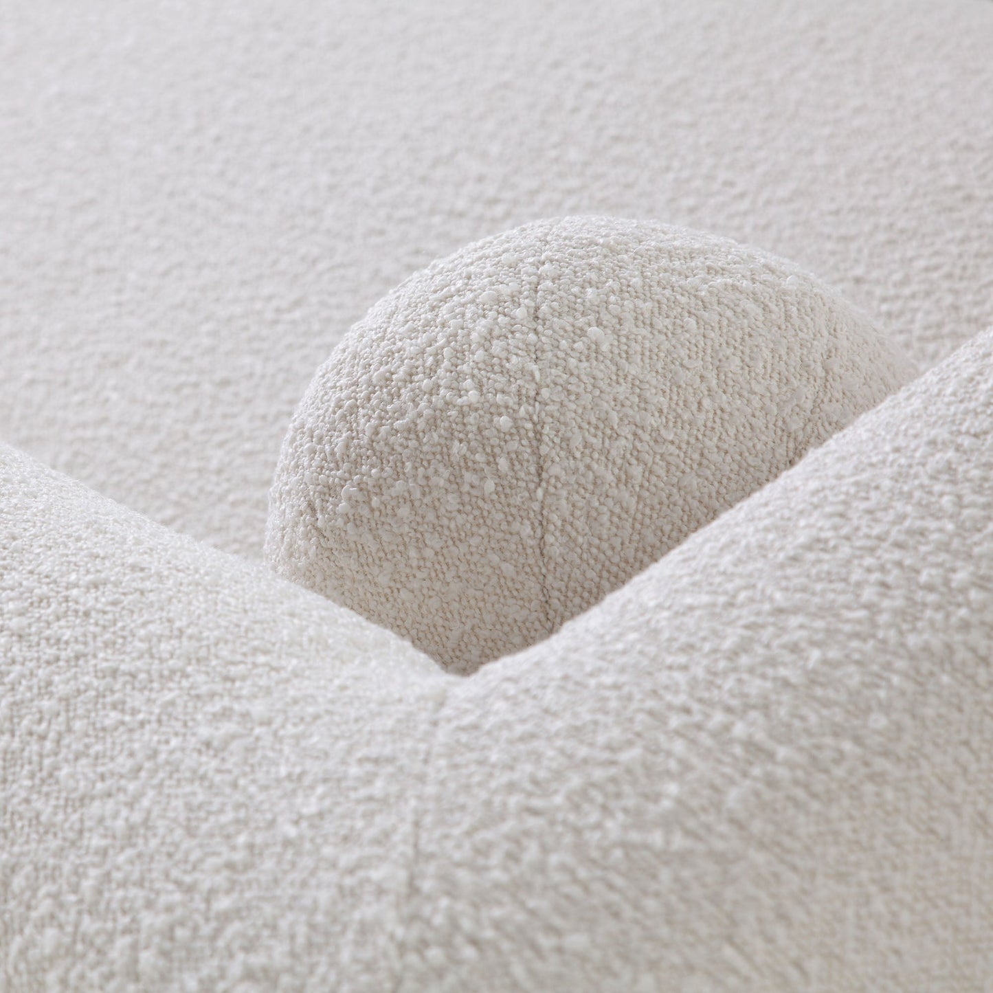 Form Sofa in Ivory Boucle Fabric w/ (2) Accent Pillow Balls by Diamond Sofa