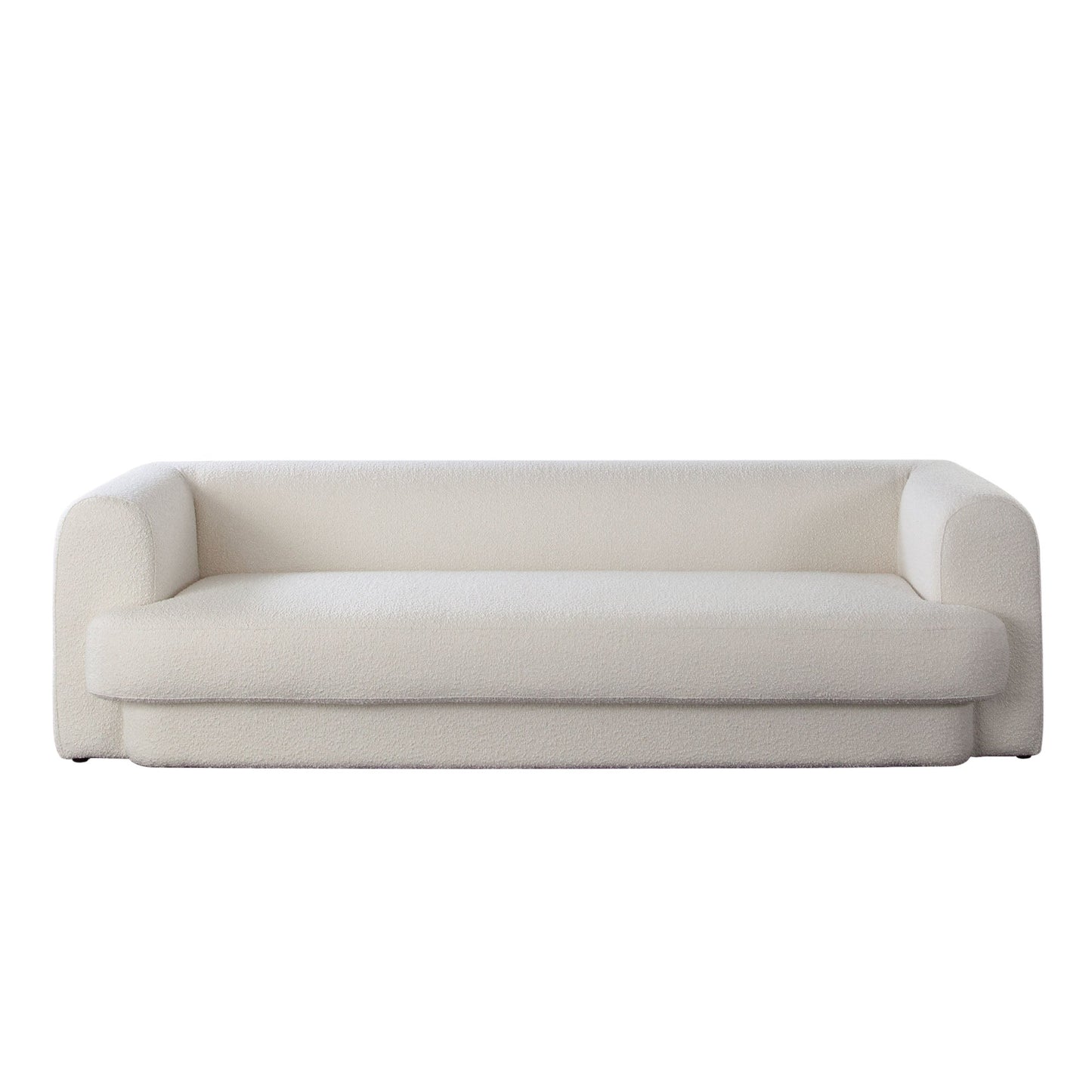 Form Sofa in Ivory Boucle Fabric w/ (2) Accent Pillow Balls by Diamond Sofa