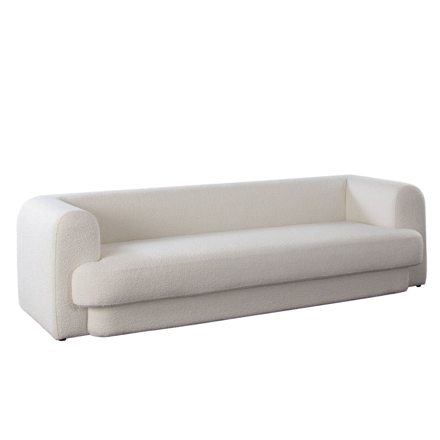 Form Sofa in Ivory Boucle Fabric w/ (2) Accent Pillow Balls by Diamond Sofa