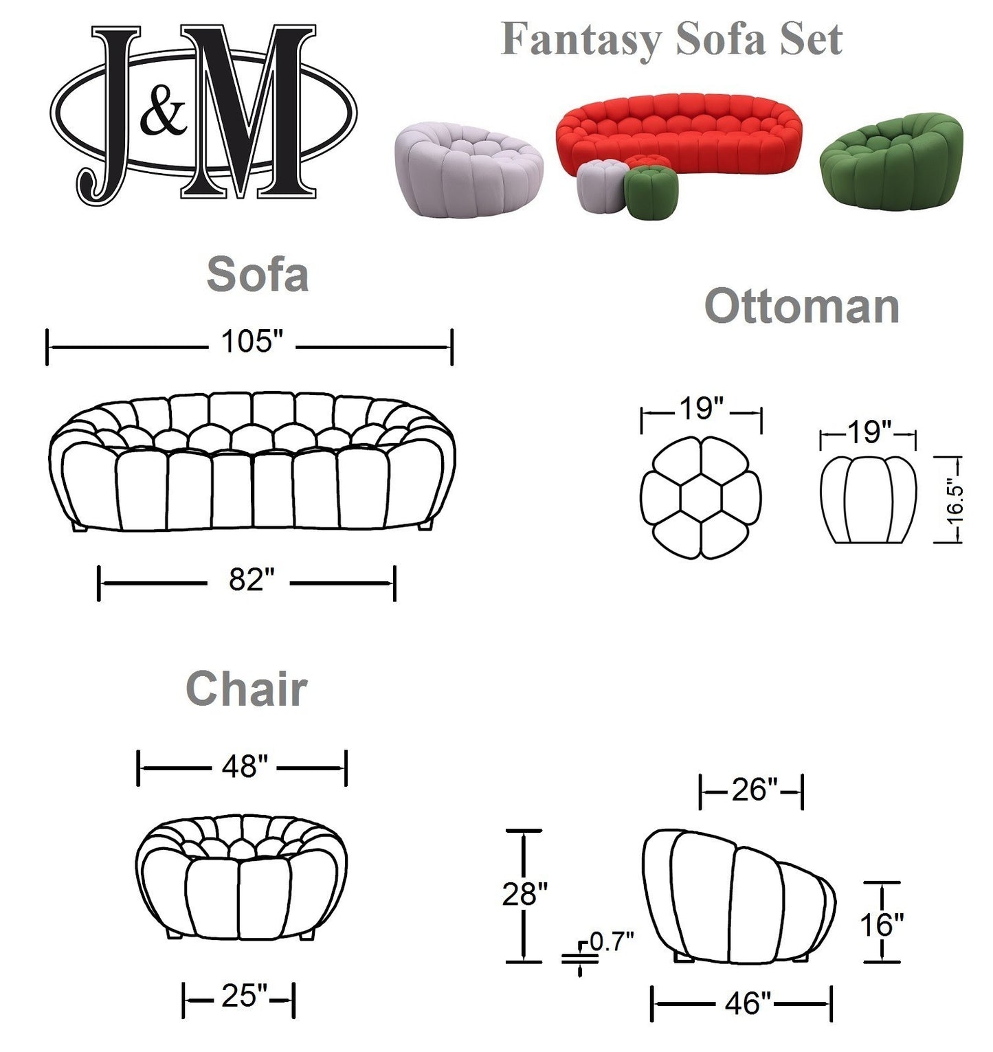 J&M Furniture Fantasy Sofa in Green