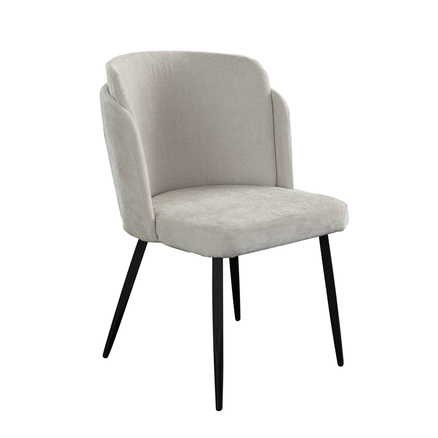 Grace Set of (2) Dining Chairs in Cream Polyester Fabric w/ Black Powder Coat Legs by Diamond Sofa