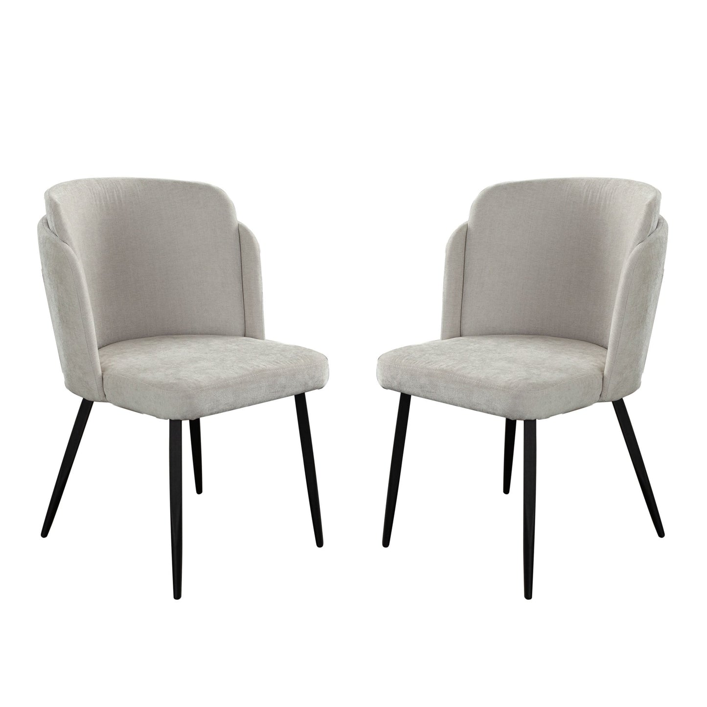 Grace Set of (2) Dining Chairs in Cream Polyester Fabric w/ Black Powder Coat Legs by Diamond Sofa