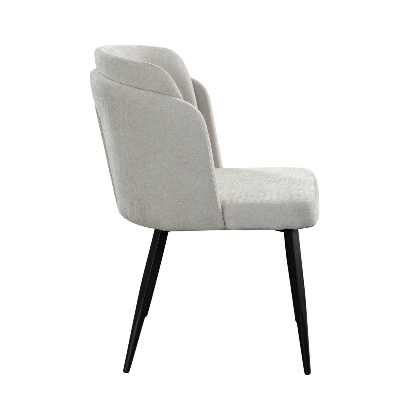 Grace Set of (2) Dining Chairs in Cream Polyester Fabric w/ Black Powder Coat Legs by Diamond Sofa