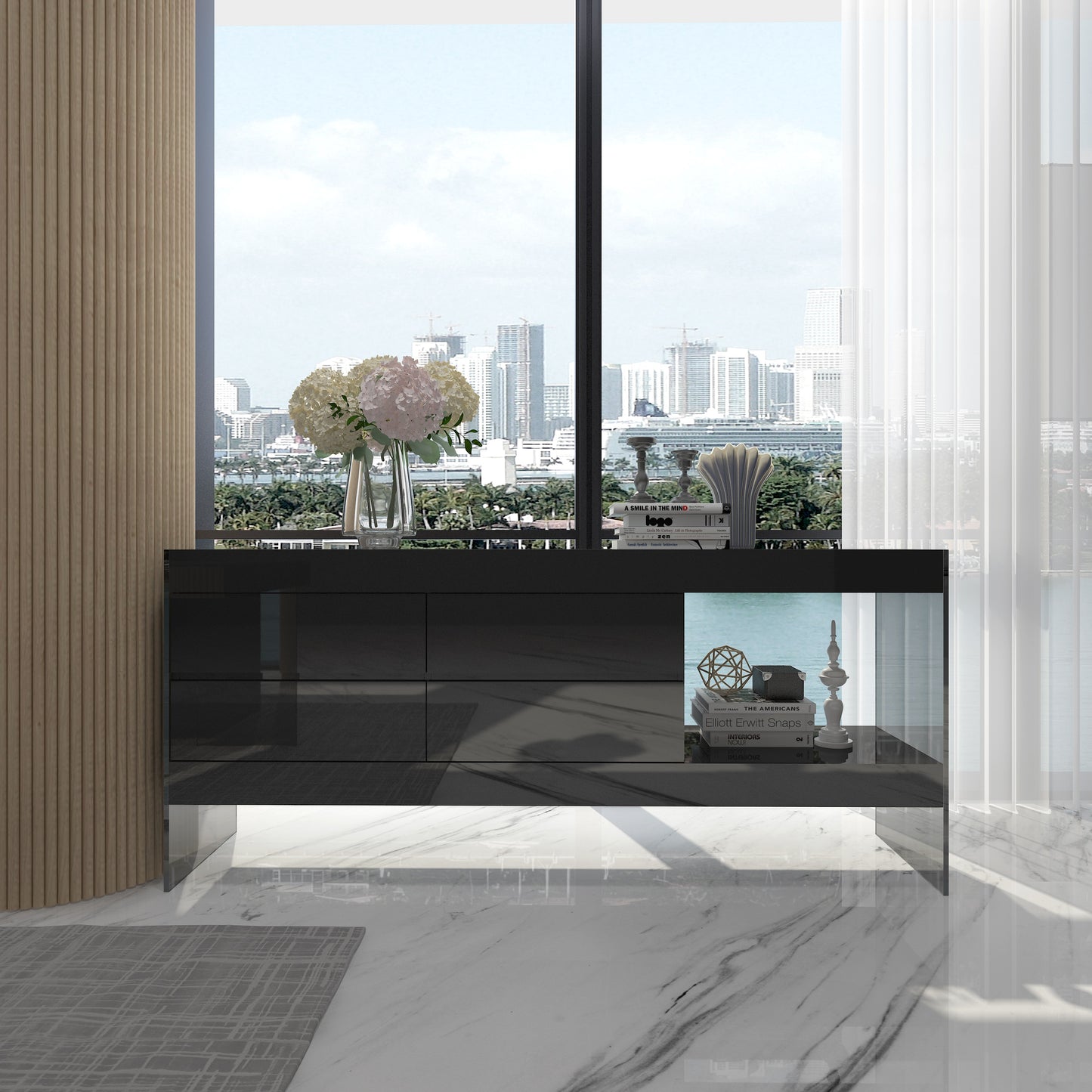 J&M Furniture Cloud Buffet in Grey High Gloss