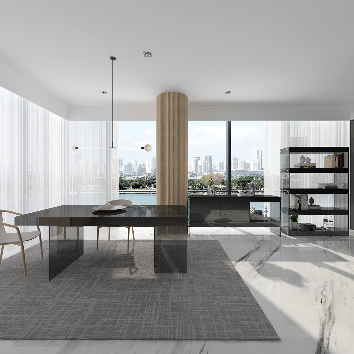 J&M Furniture Cloud Curio Unit in Grey High Gloss