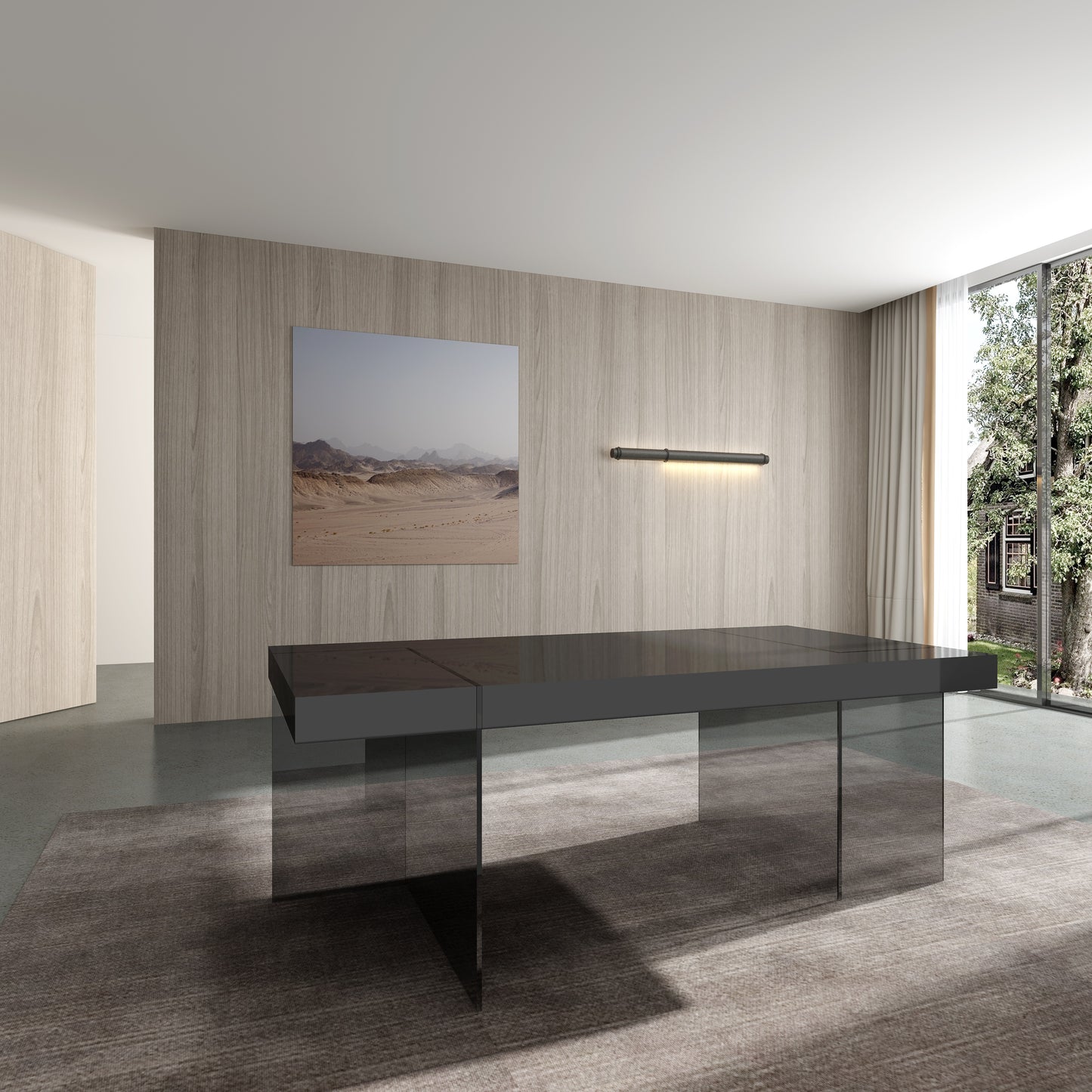 J&M Furniture Cloud Modern Dining Table in Grey High Gloss