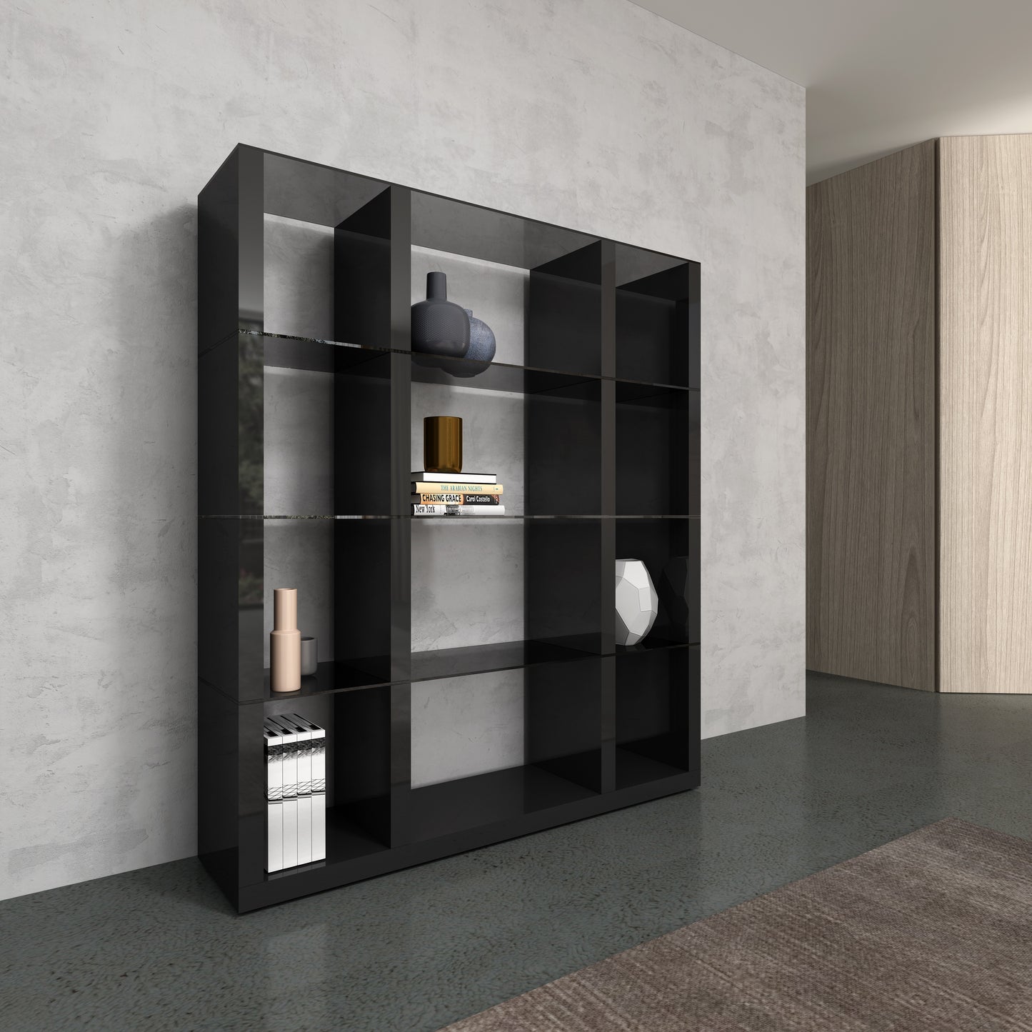 J&M Furniture Cloud Wall Unit in Grey High Gloss