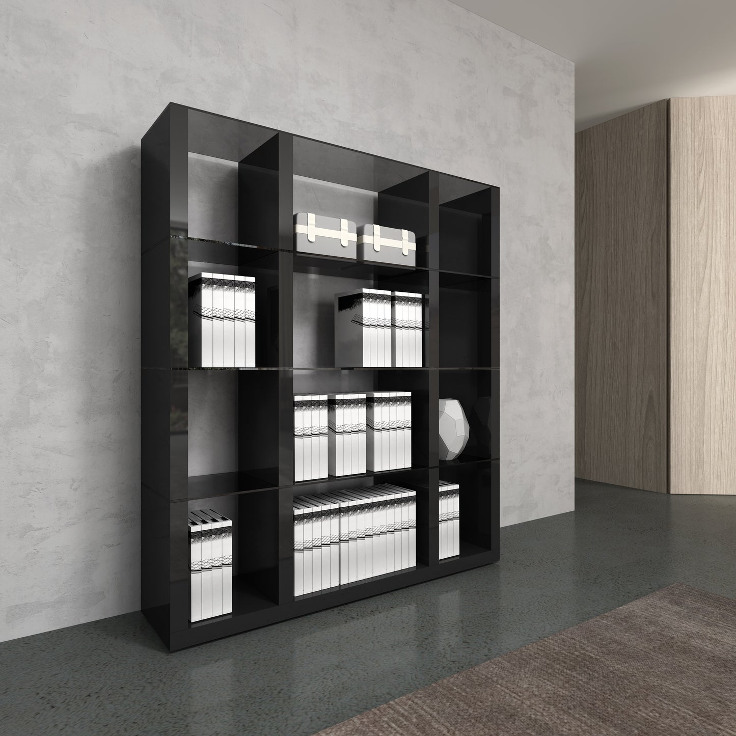J&M Furniture Cloud Wall Unit in Grey High Gloss