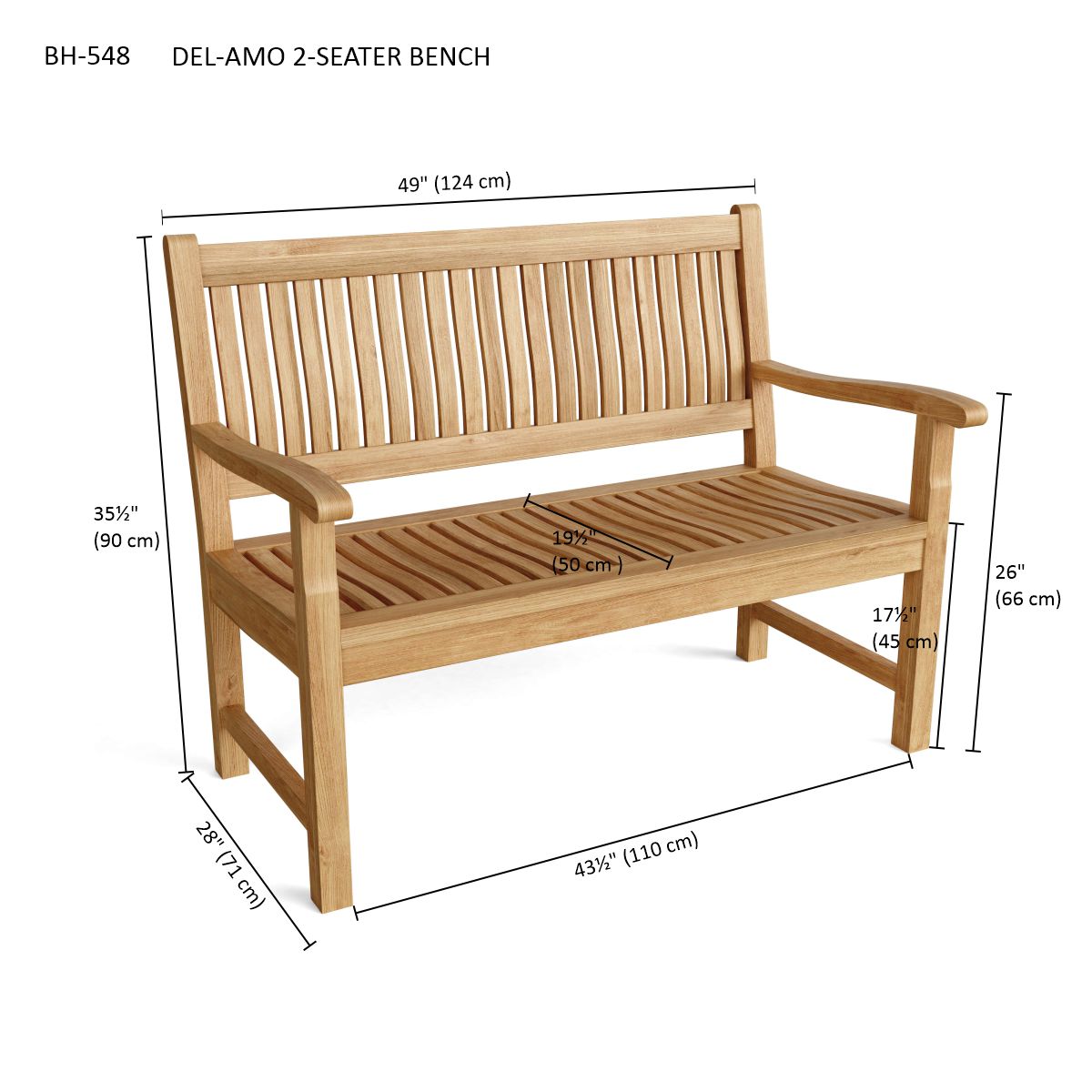Anderson Teak Del-Amo 2-Seater Bench