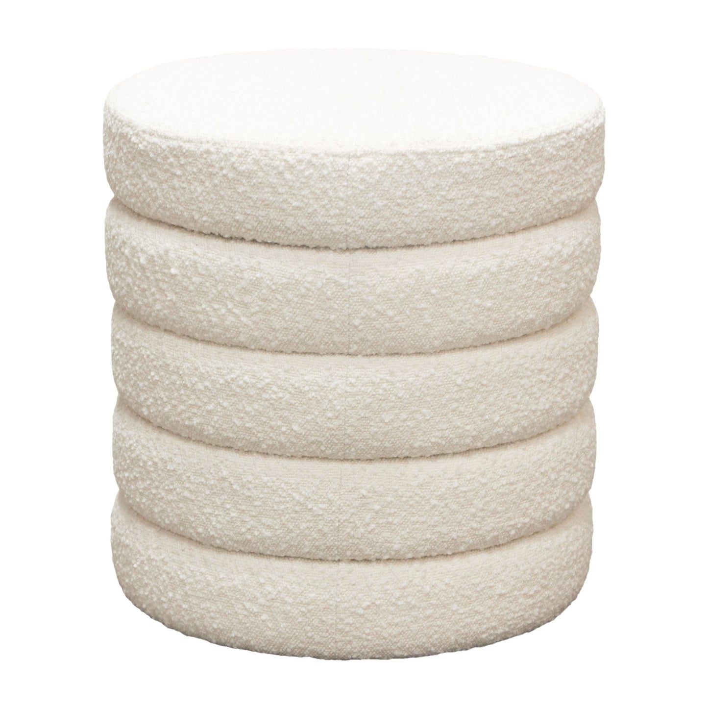 Helix Round Accent Ottoman in Ivory Boucle fabric by Diamond Sofa