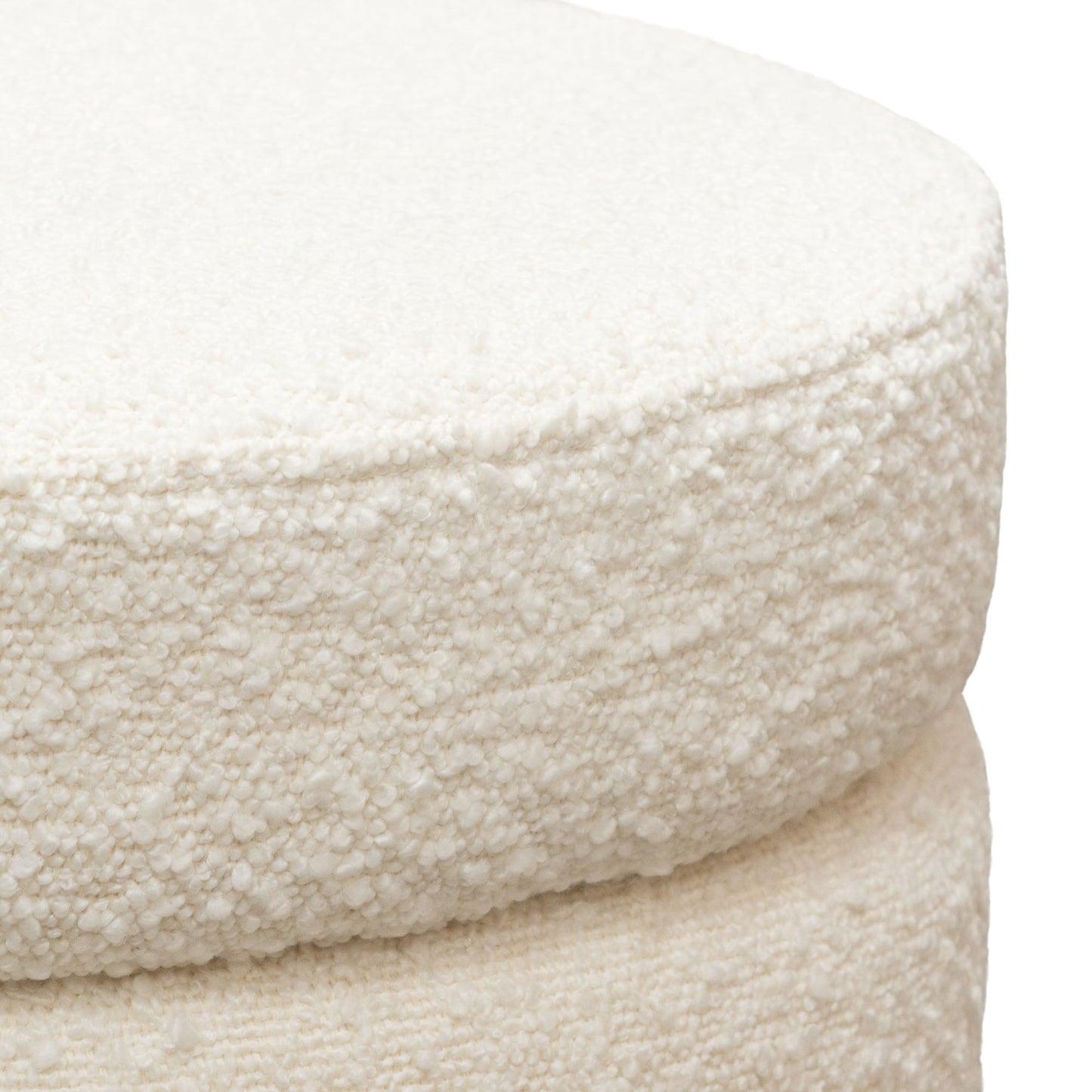 Helix Round Accent Ottoman in Ivory Boucle fabric by Diamond Sofa