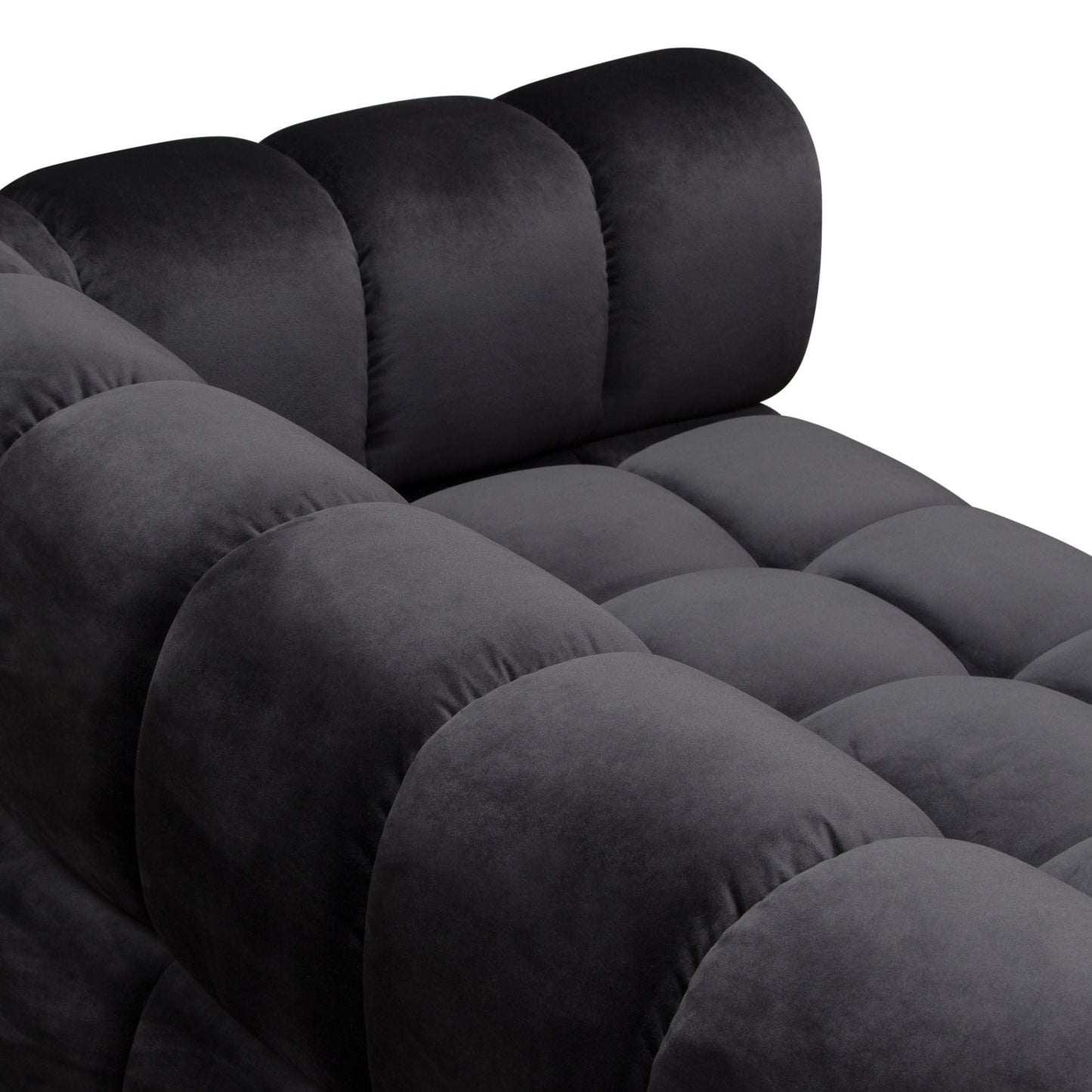 Image Low Profile Sofa in Black Velvet w/ Brushed Gold Base by Diamond Sofa