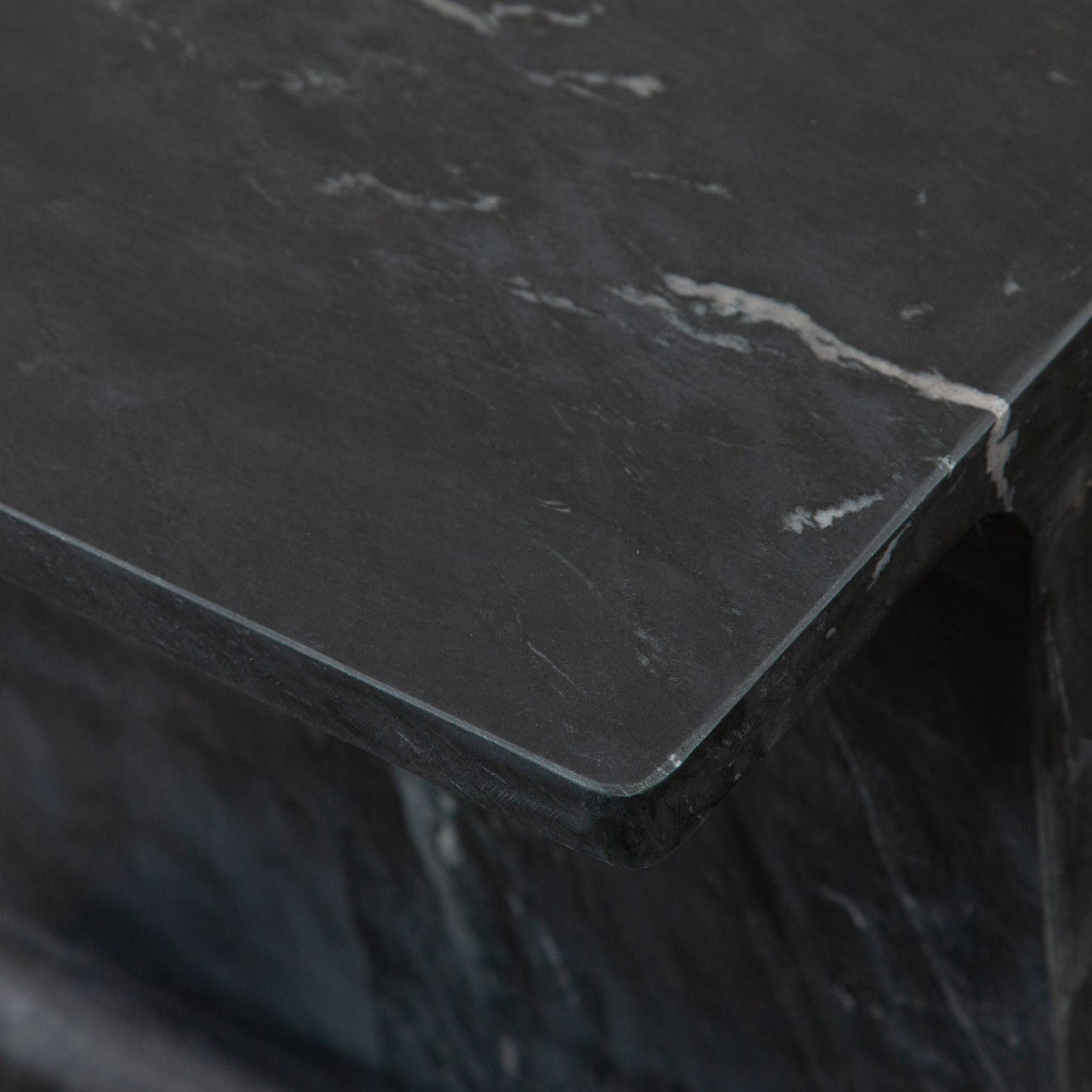 Iris I-Beam Accent Table in Genuine Black Marquine Marble by Diamond Sofa
