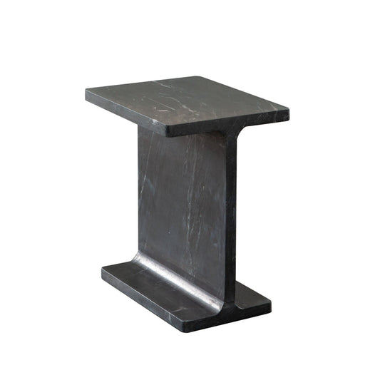 Iris I-Beam Accent Table in Genuine Black Marquine Marble by Diamond Sofa