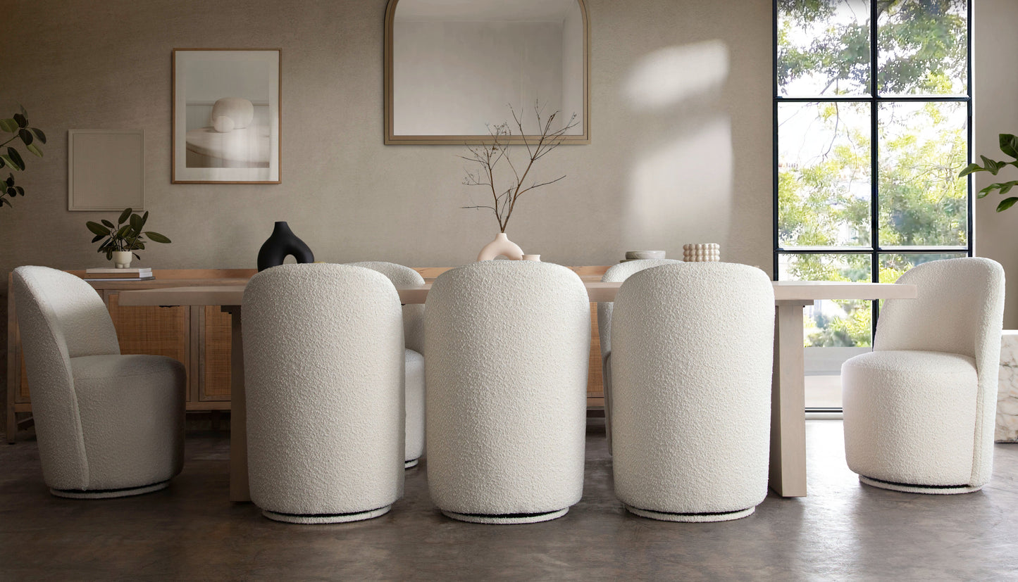 Kendall Dining/Accent Swivel Chair in Ivory Boucle Fabric by Diamond Sofa