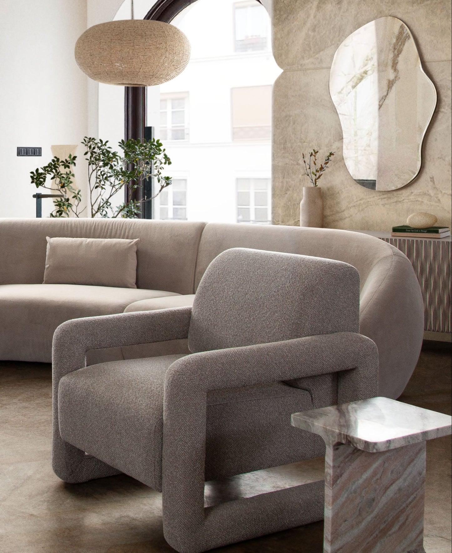 Kona Open Arm Accent Chair in Mink Polyester Fabric by Diamond Sofa