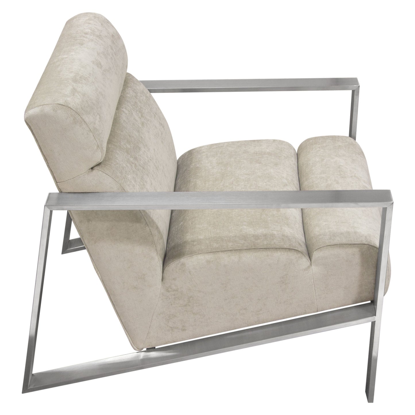 La Brea Accent Chair in Champagne Fabric with Brushed Stainless Steel Frame by Diamond Sofa