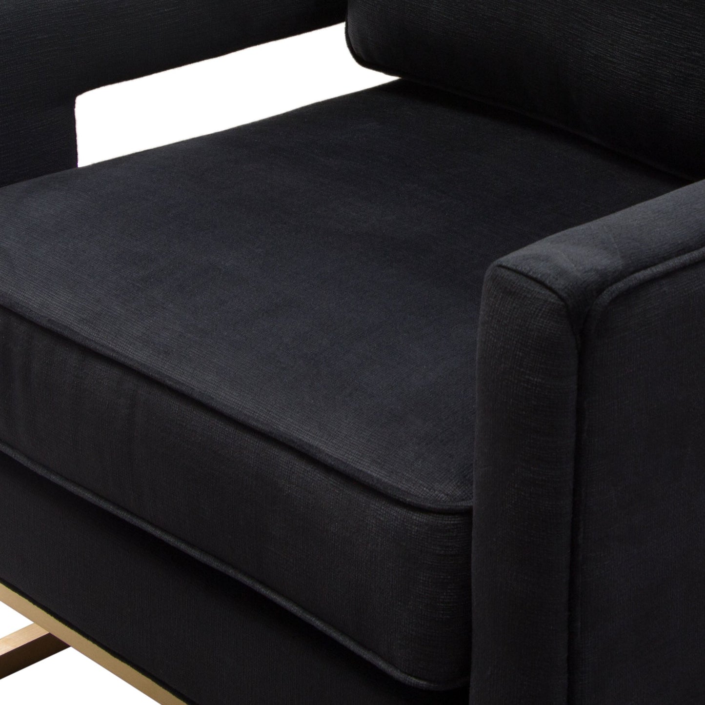 Lake Accent Chair in Black Performance Fabric w/ Brushed Gold Metal Base by Diamond Sofa