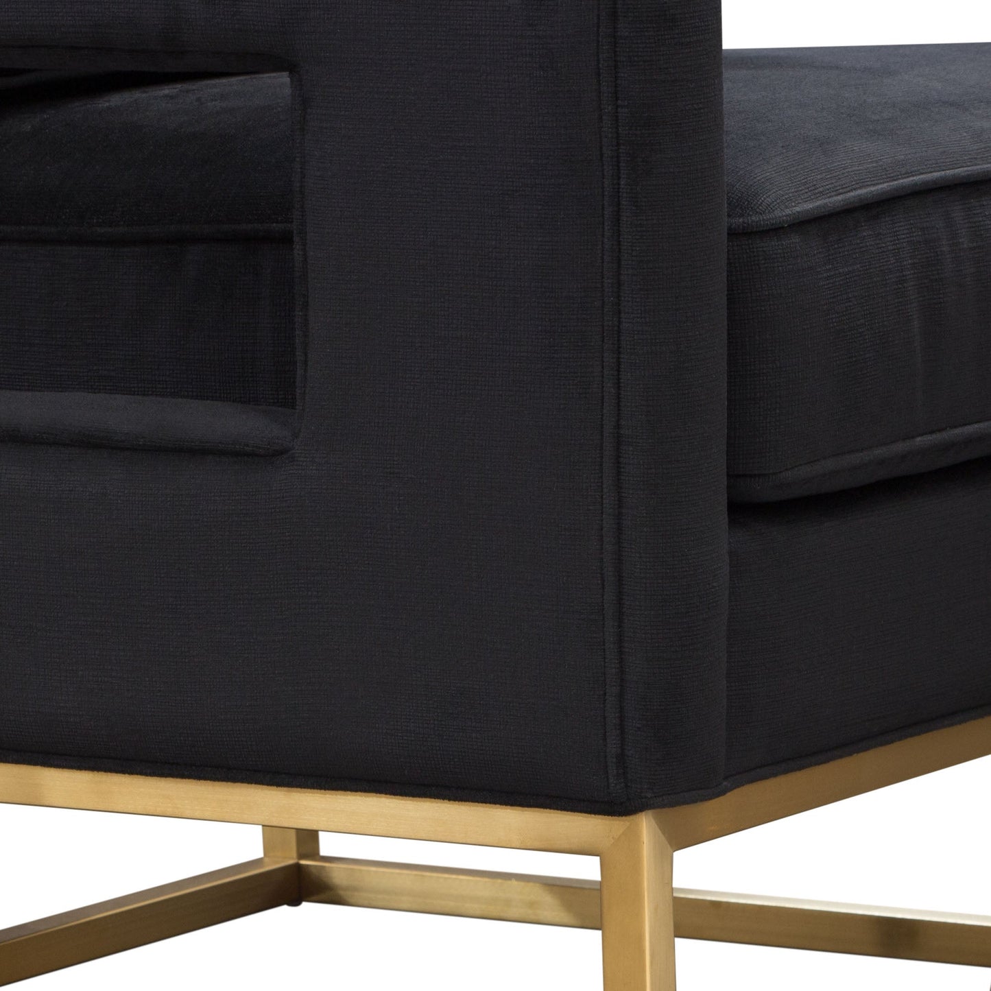 Lake Accent Chair in Black Performance Fabric w/ Brushed Gold Metal Base by Diamond Sofa