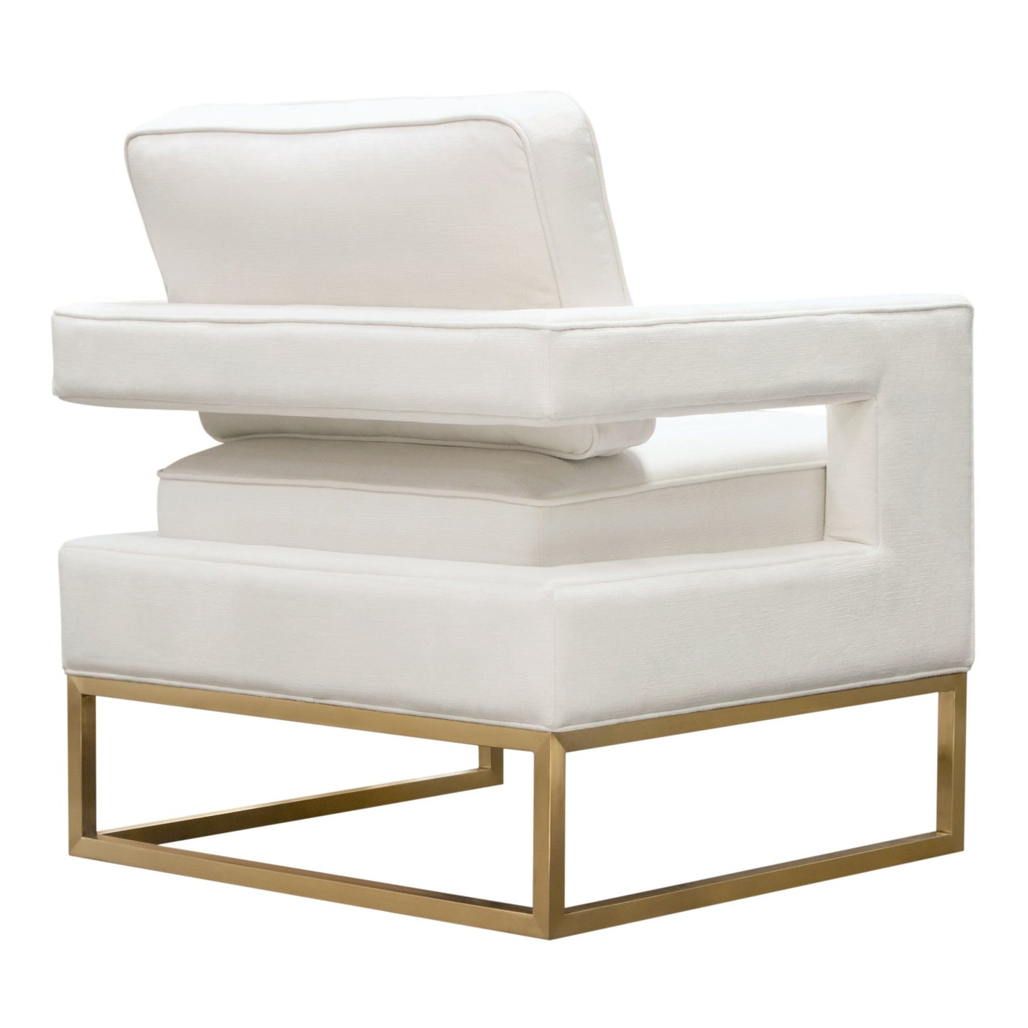 Lake Accent Chair in White Performance Fabric w/ Brushed Gold Metal Base by Diamond Sofa