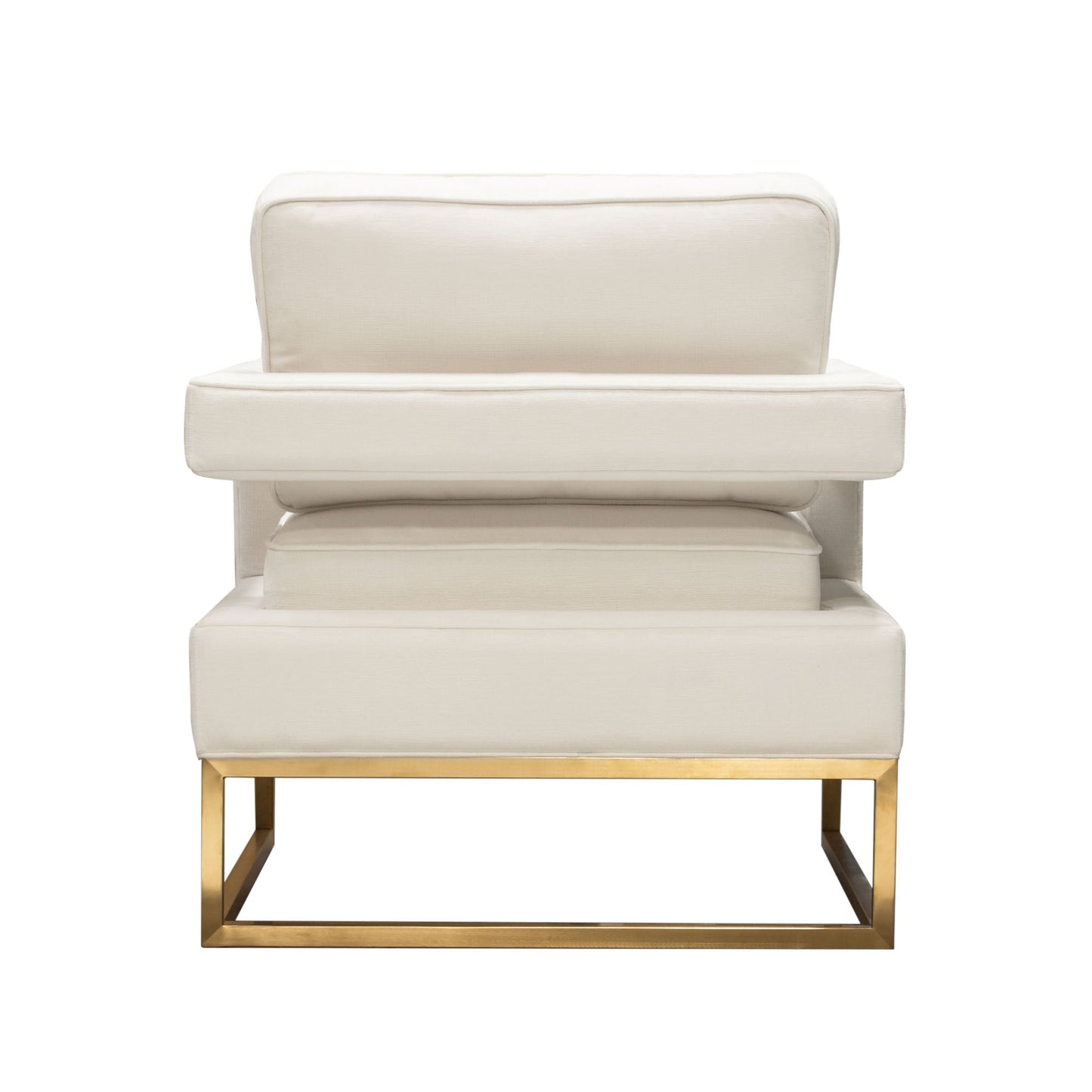 Lake Accent Chair in White Performance Fabric w/ Brushed Gold Metal Base by Diamond Sofa