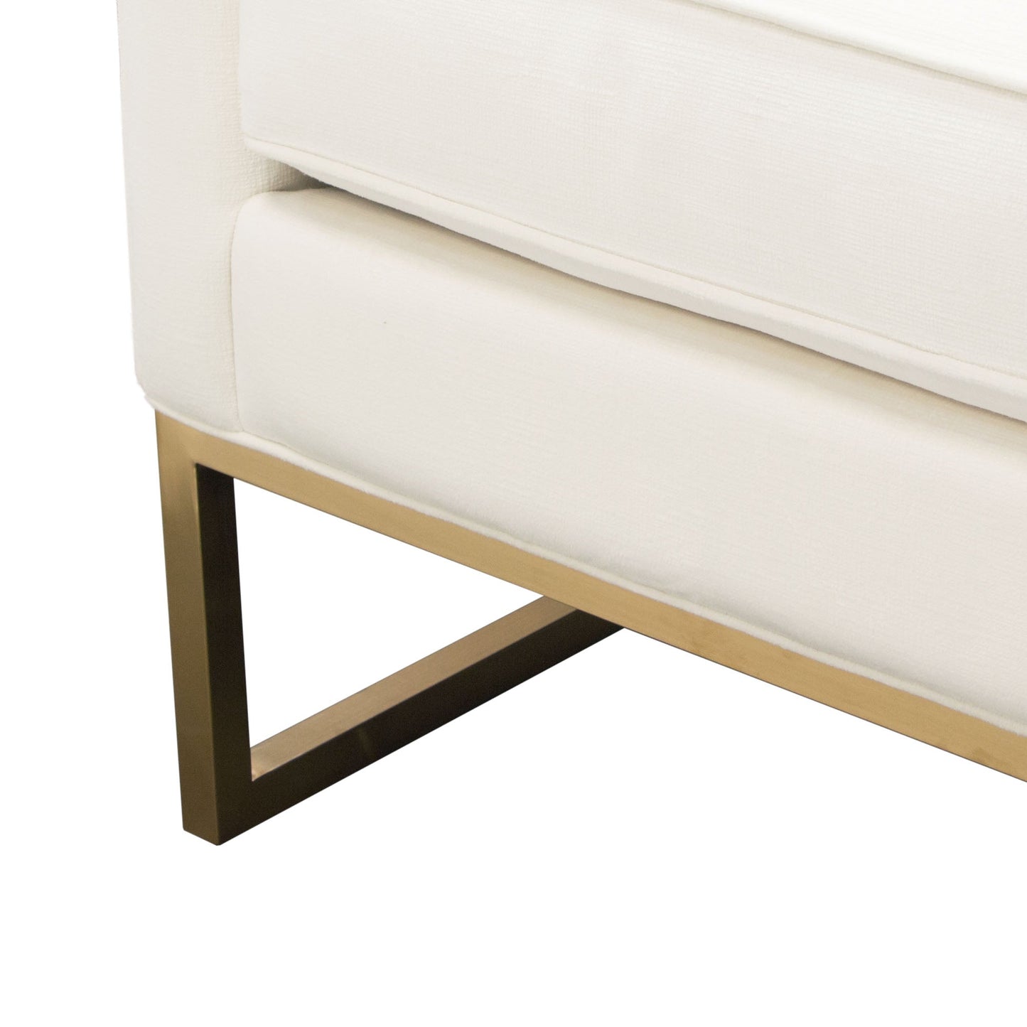 Lake Accent Chair in White Performance Fabric w/ Brushed Gold Metal Base by Diamond Sofa