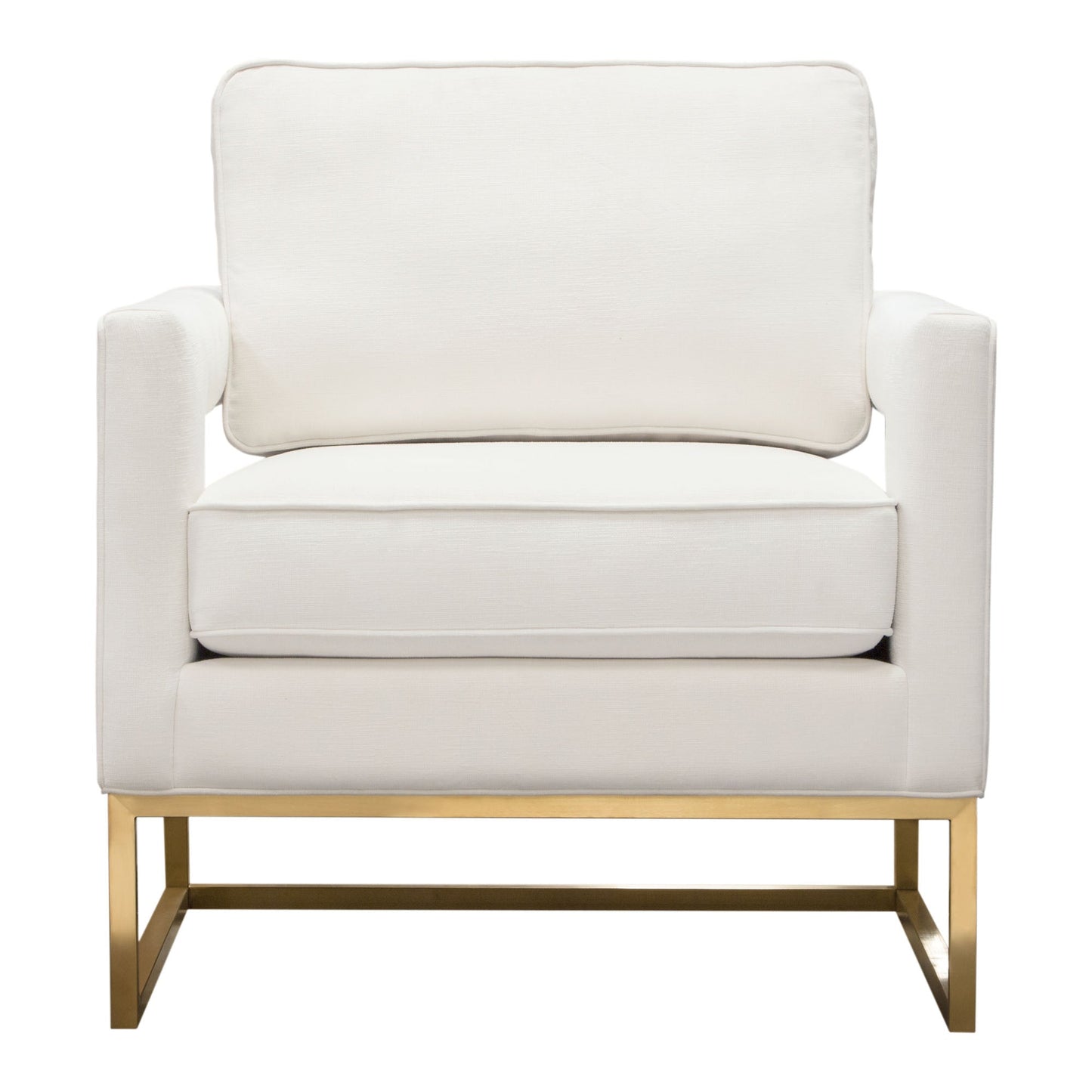 Lake Accent Chair in White Performance Fabric w/ Brushed Gold Metal Base by Diamond Sofa
