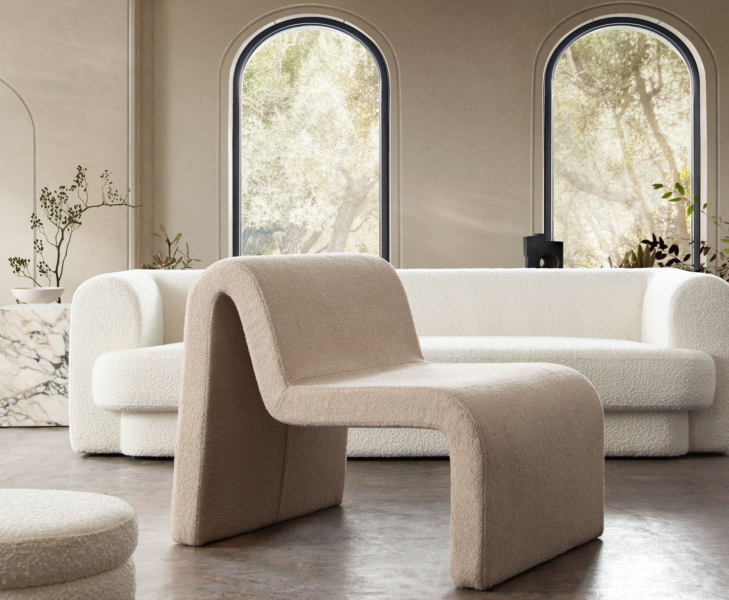 Lana Accent Chair in Camel Looped Shearling Fabric by Diamond Sofa