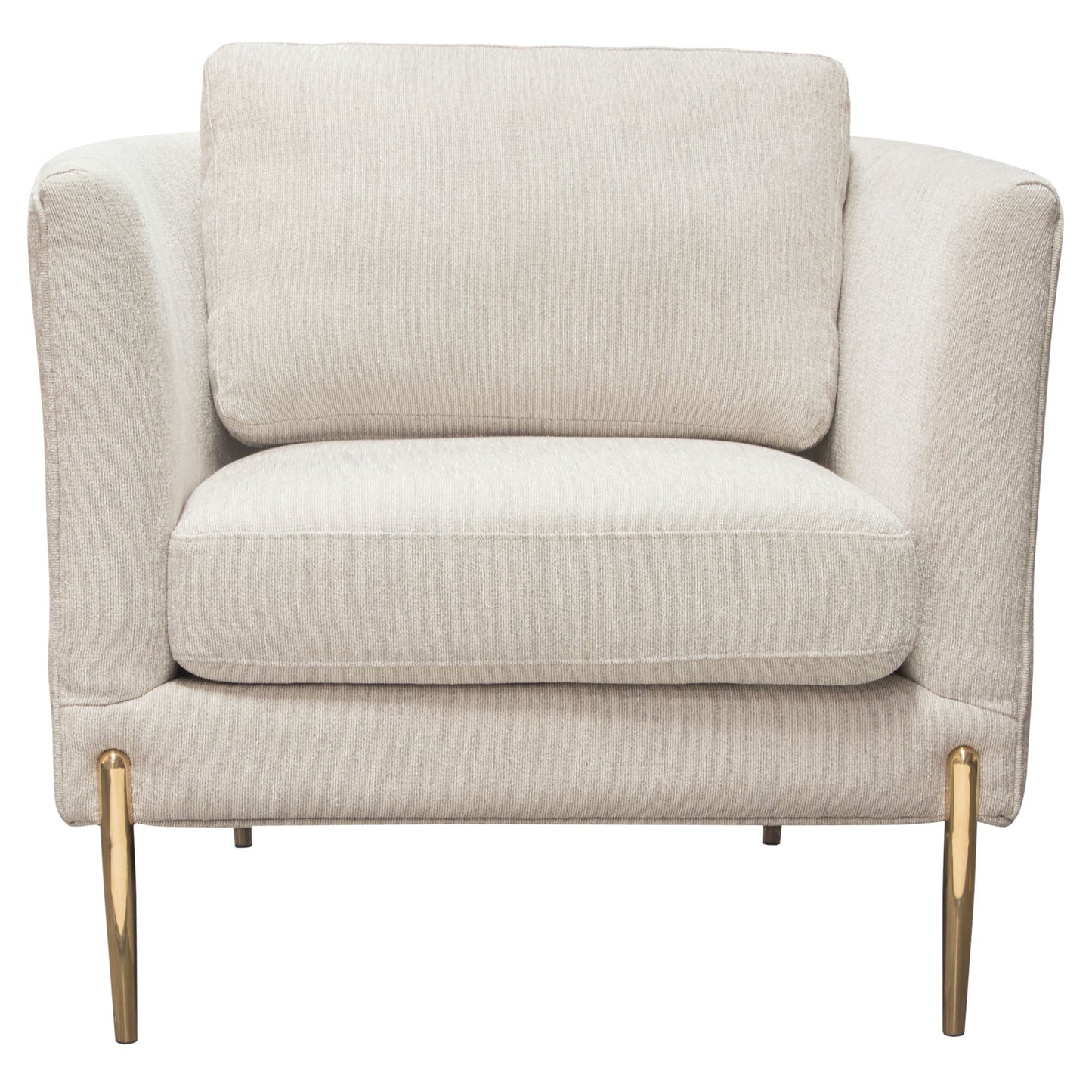 Lane Chair in Light Cream Fabric with Gold Metal Legs by Diamond Sofa