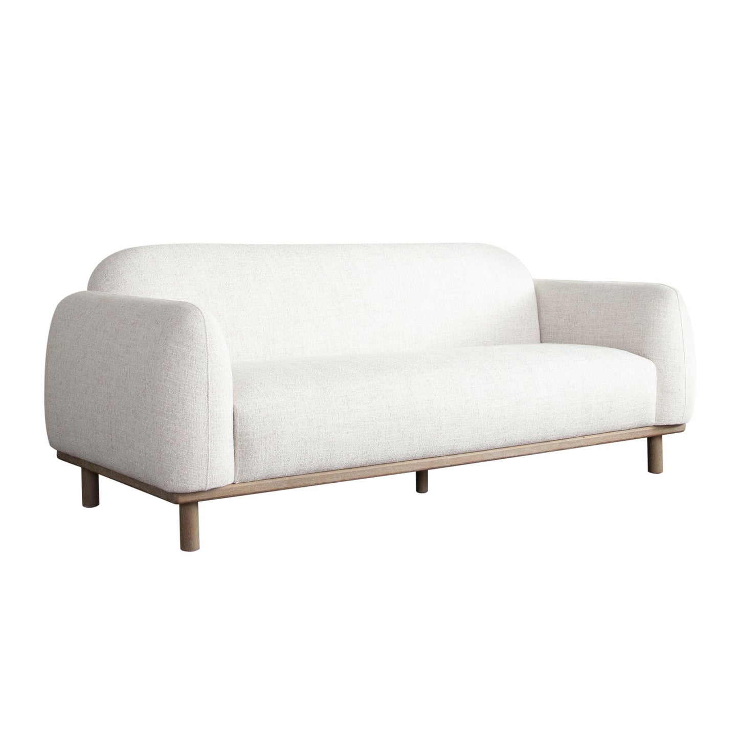 Larson Sofa in Light Barley Polyester Fabric with Wood Trim & Leg by Diamond Sofa